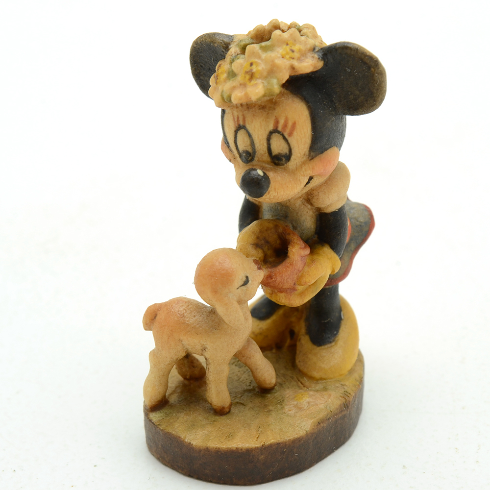 Mickey Mouse and Minnie Mouse ANRI Woodcarvings