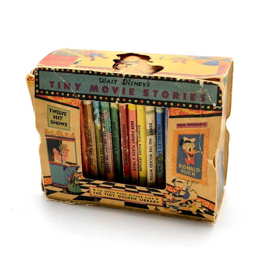 Circa 1950s Walt Disney's "Tiny Movie Stories" Golden Book Library