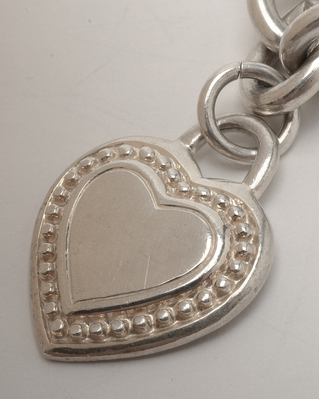 Judith Ripka Sterling Link Bracelet with Heart Charm