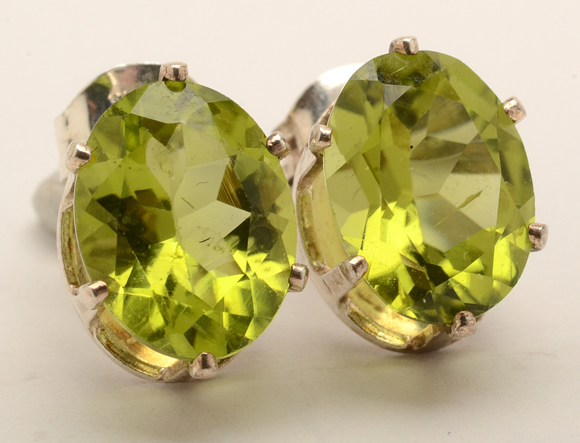 Citrine, Peridot and Lapis Lazuli Sterling Post Earrings