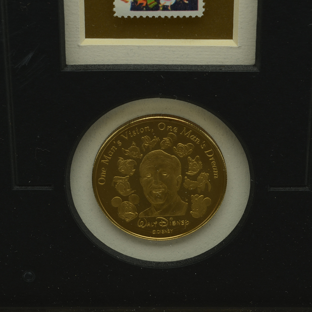 Limited Edition Framed Stamp "US Walt Disney with Medallion"