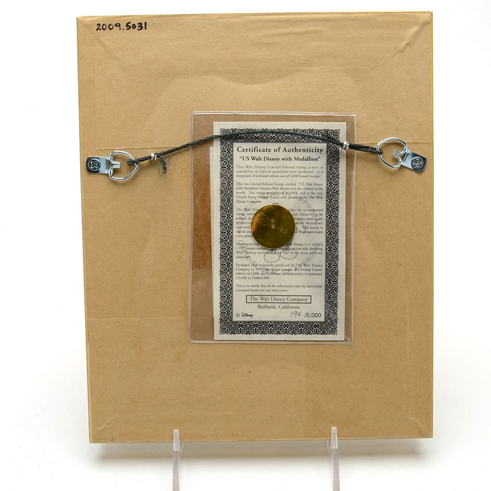 Limited Edition Framed Stamp "US Walt Disney with Medallion"