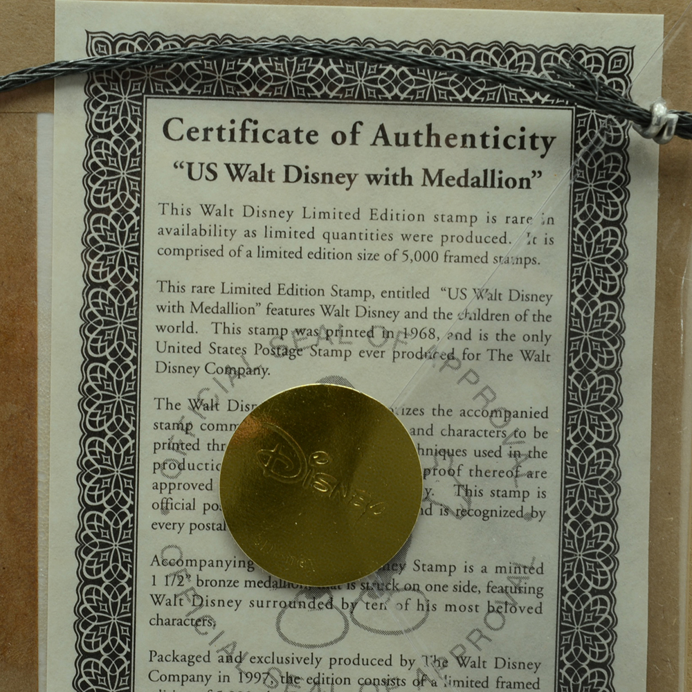 Limited Edition Framed Stamp "US Walt Disney with Medallion"