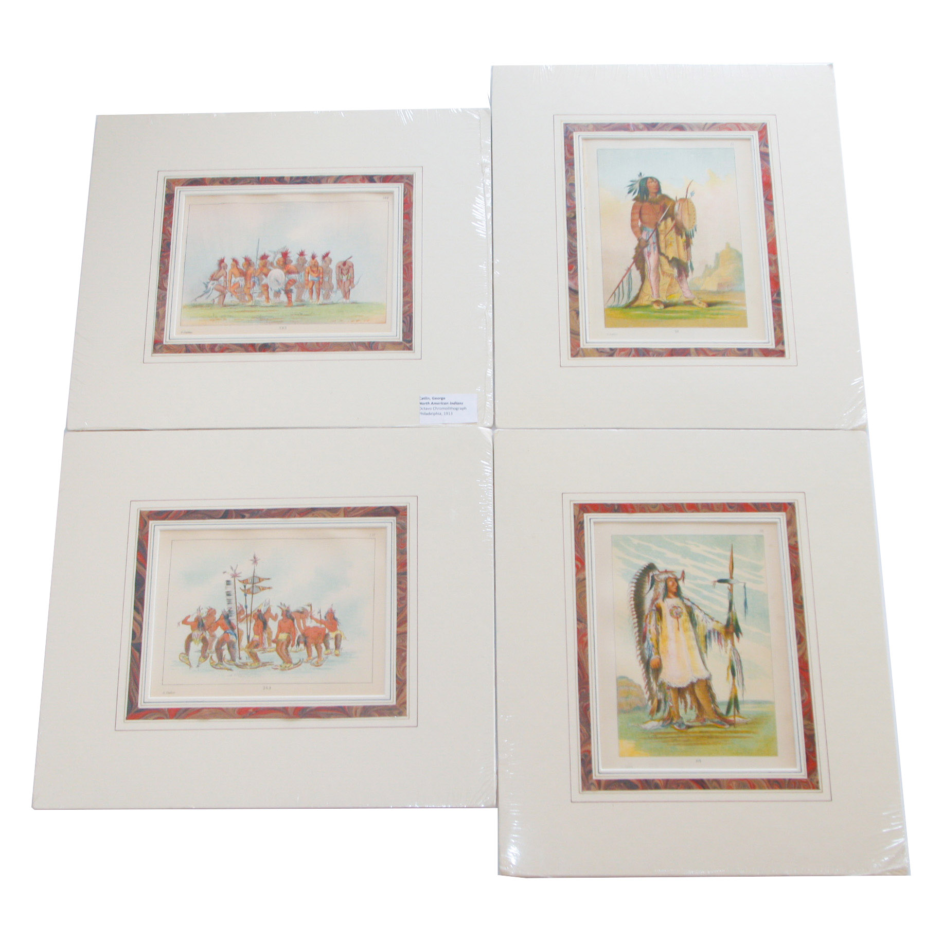 Group of Four 1913 George Catlin Octavo Chromolithographs Depicting Native Americans