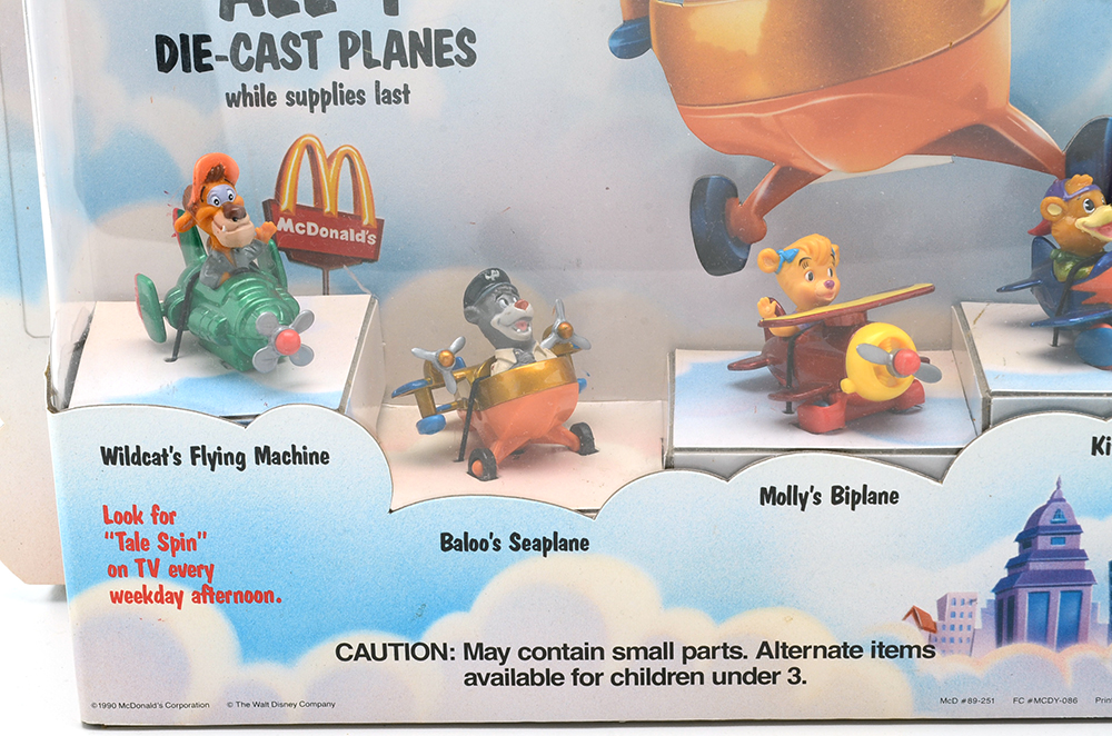 1990 Disney "TaleSpin" McDonald's Happy Meal Display With Die-Cast Planes