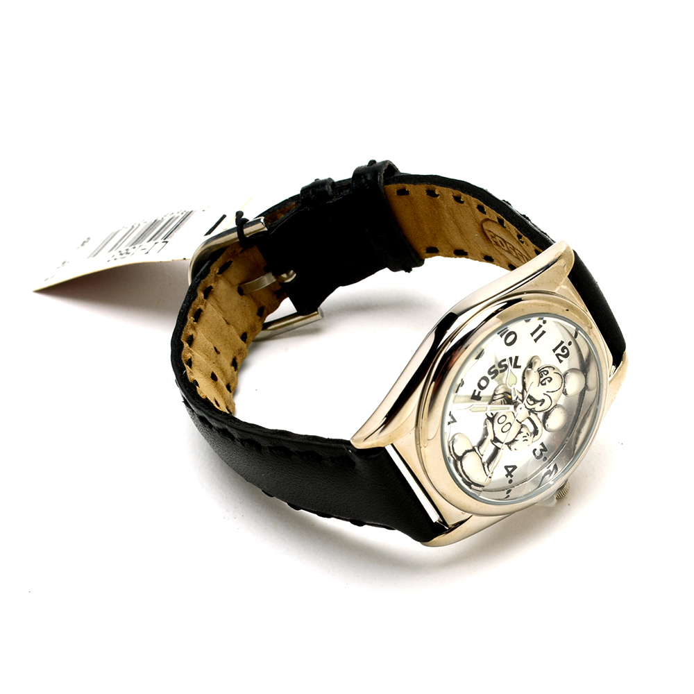 Fossil Mickey Mouse Watch With Collectible Wooden Pull Toy Drum