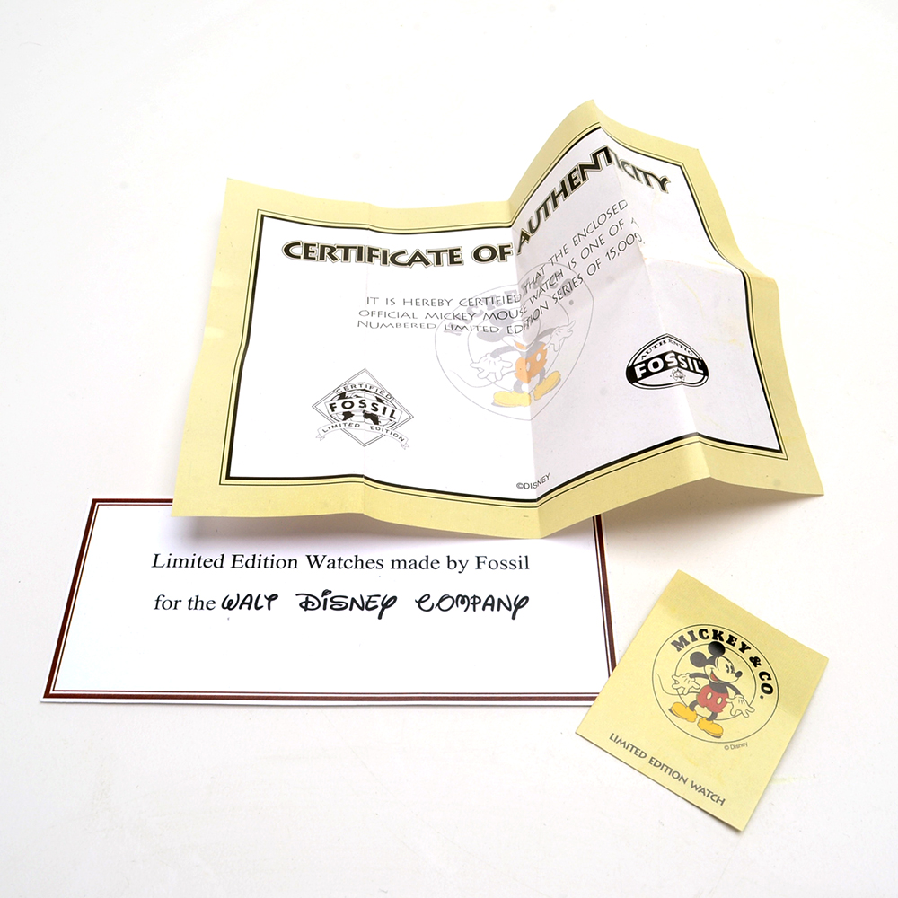 Fossil Mickey Mouse Watch With Collectible Wooden Pull Toy Drum