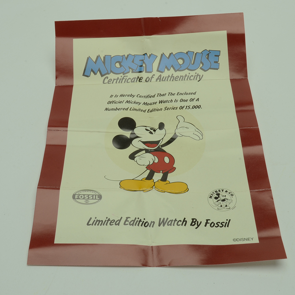 Fossil Mickey Mouse Watch With Collectible Wooden Toy Train