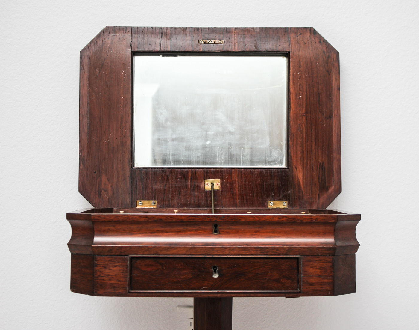 Antique Sewing Table with Embroidered Foot Stool