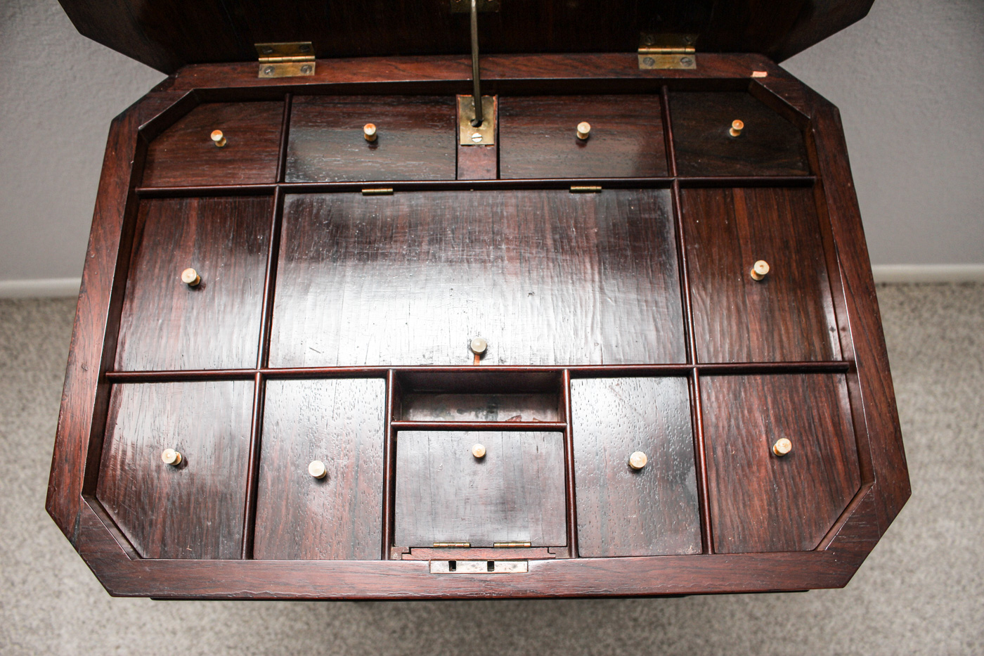 Antique Sewing Table with Embroidered Foot Stool