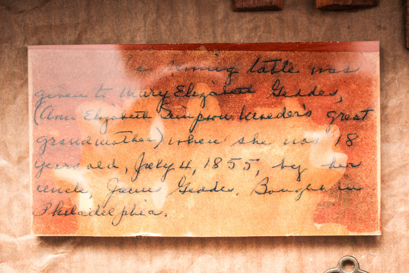 Antique Sewing Table with Embroidered Foot Stool