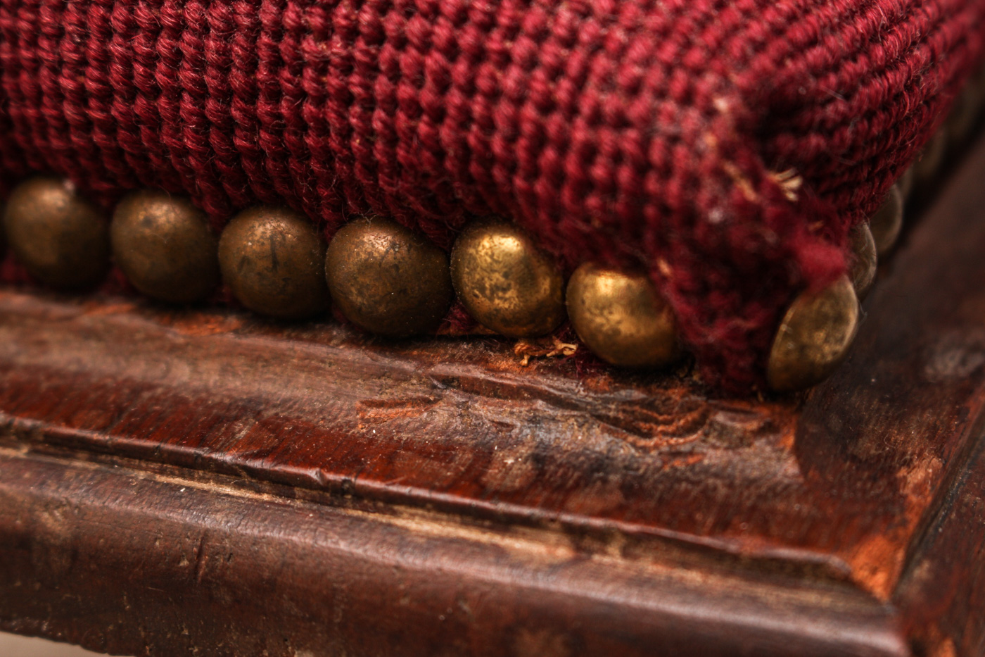 Antique Sewing Table with Embroidered Foot Stool