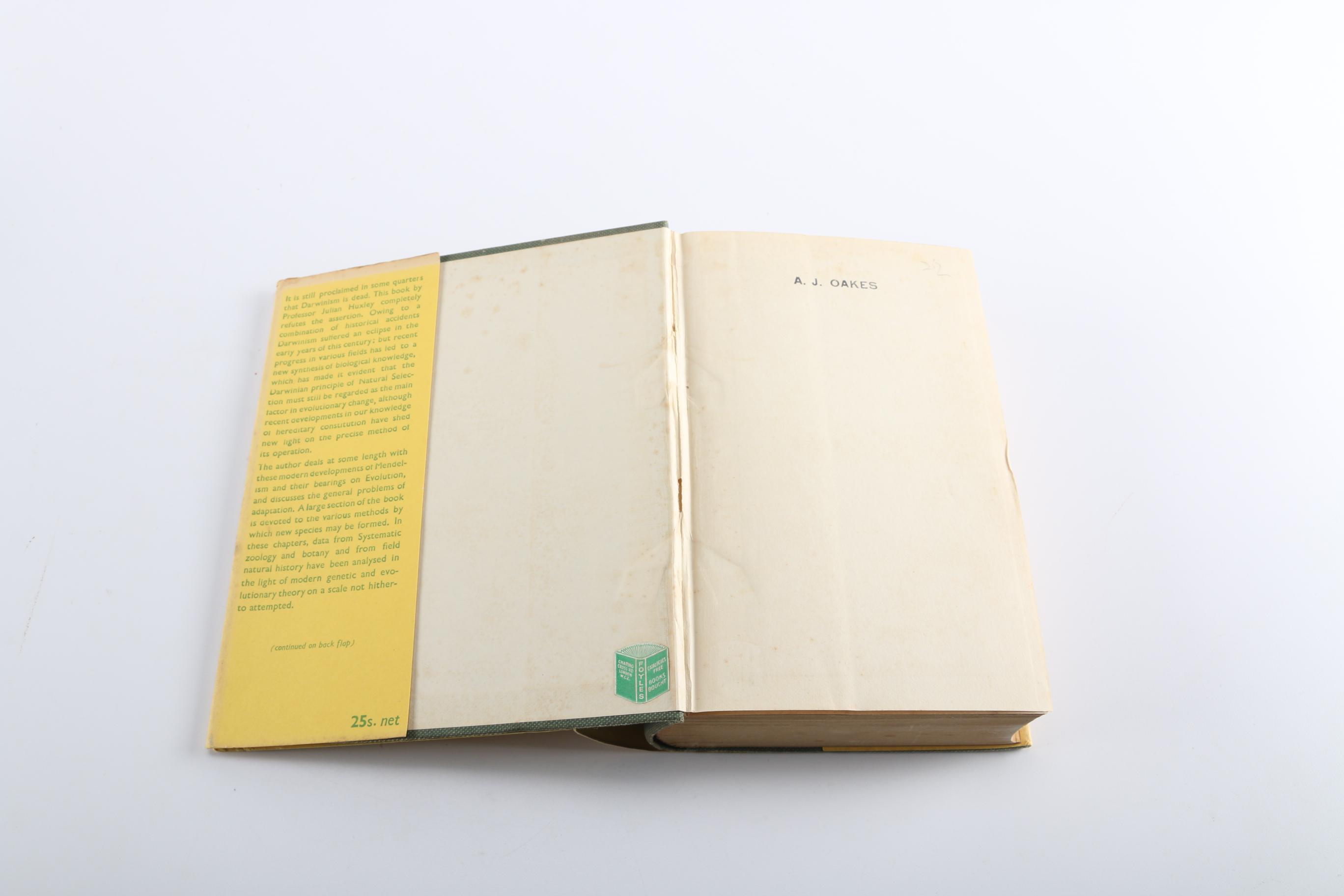 "Evolution: The Modern Synthesis" by Julian Huxley and "Night Studio" by Musa Mayer