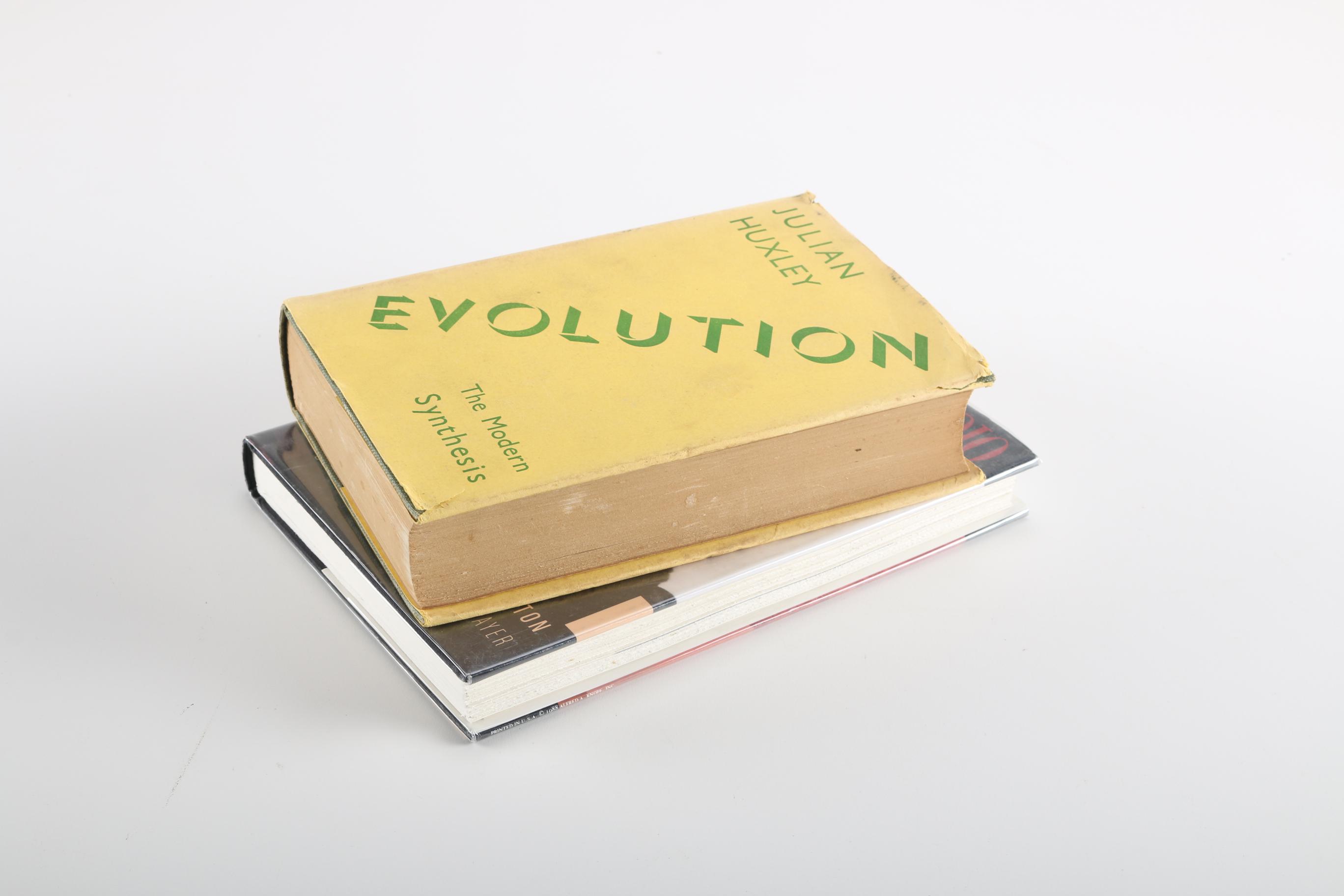 "Evolution: The Modern Synthesis" by Julian Huxley and "Night Studio" by Musa Mayer