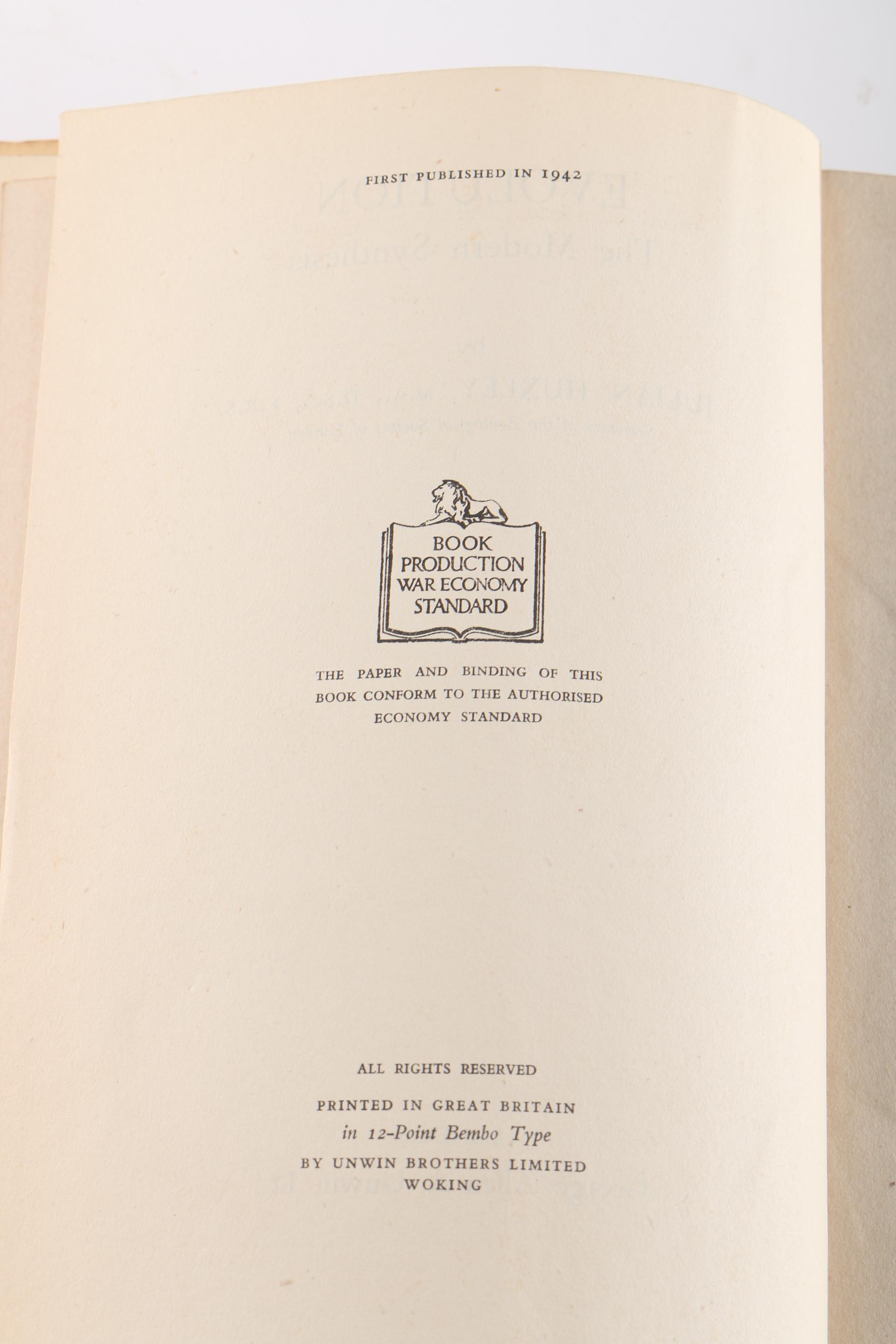 "Evolution: The Modern Synthesis" by Julian Huxley and "Night Studio" by Musa Mayer