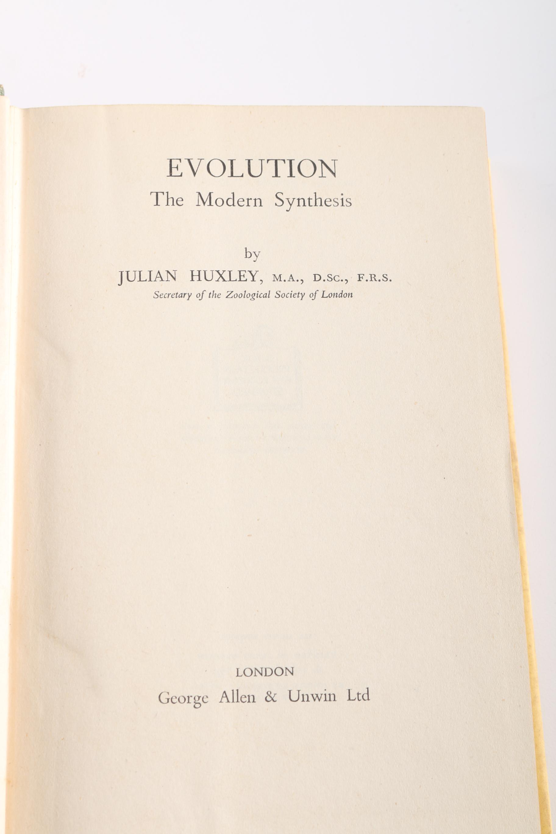 "Evolution: The Modern Synthesis" by Julian Huxley and "Night Studio" by Musa Mayer