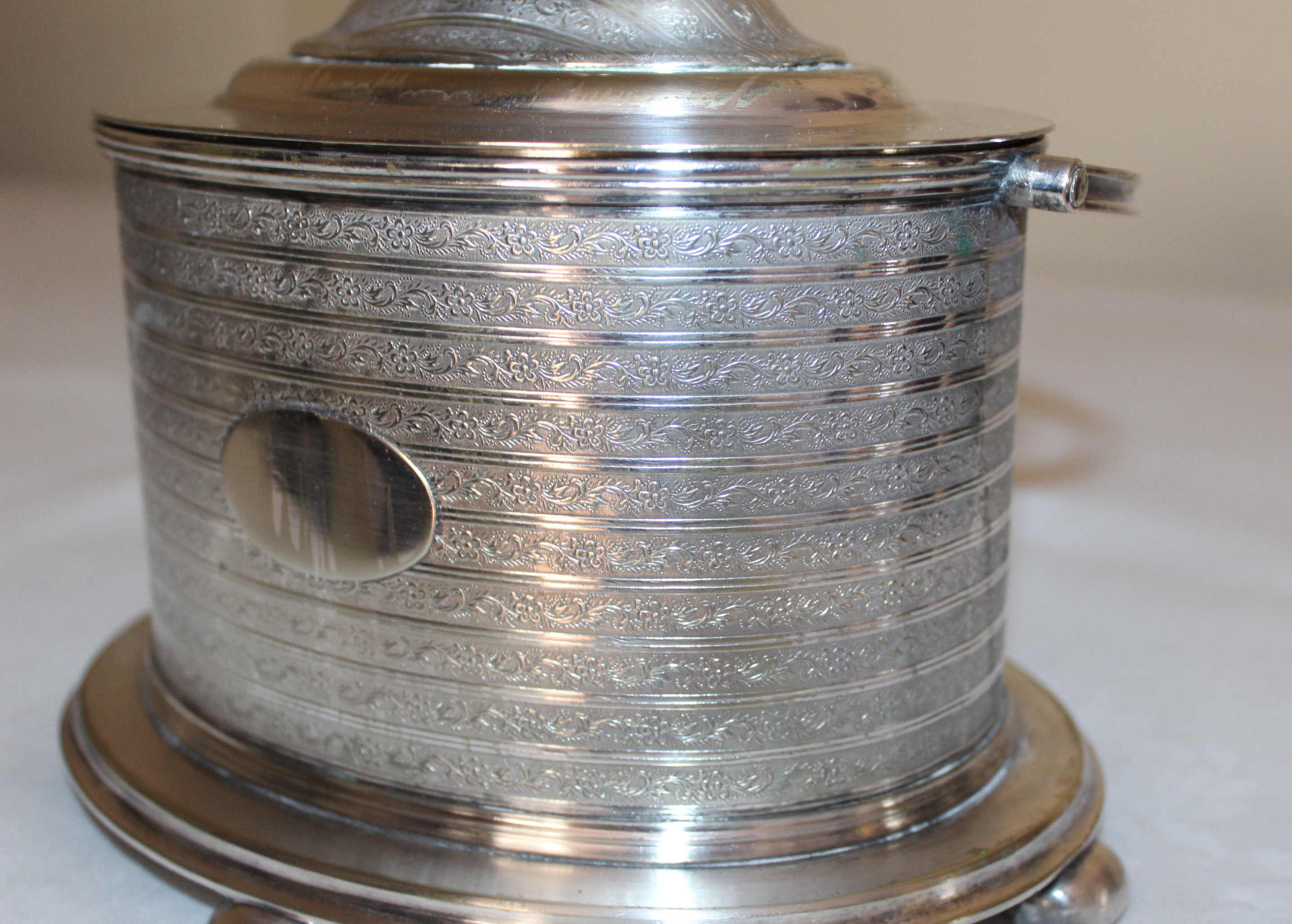 Victorian Biscuit Box and Two Vintage Expandable Trivets