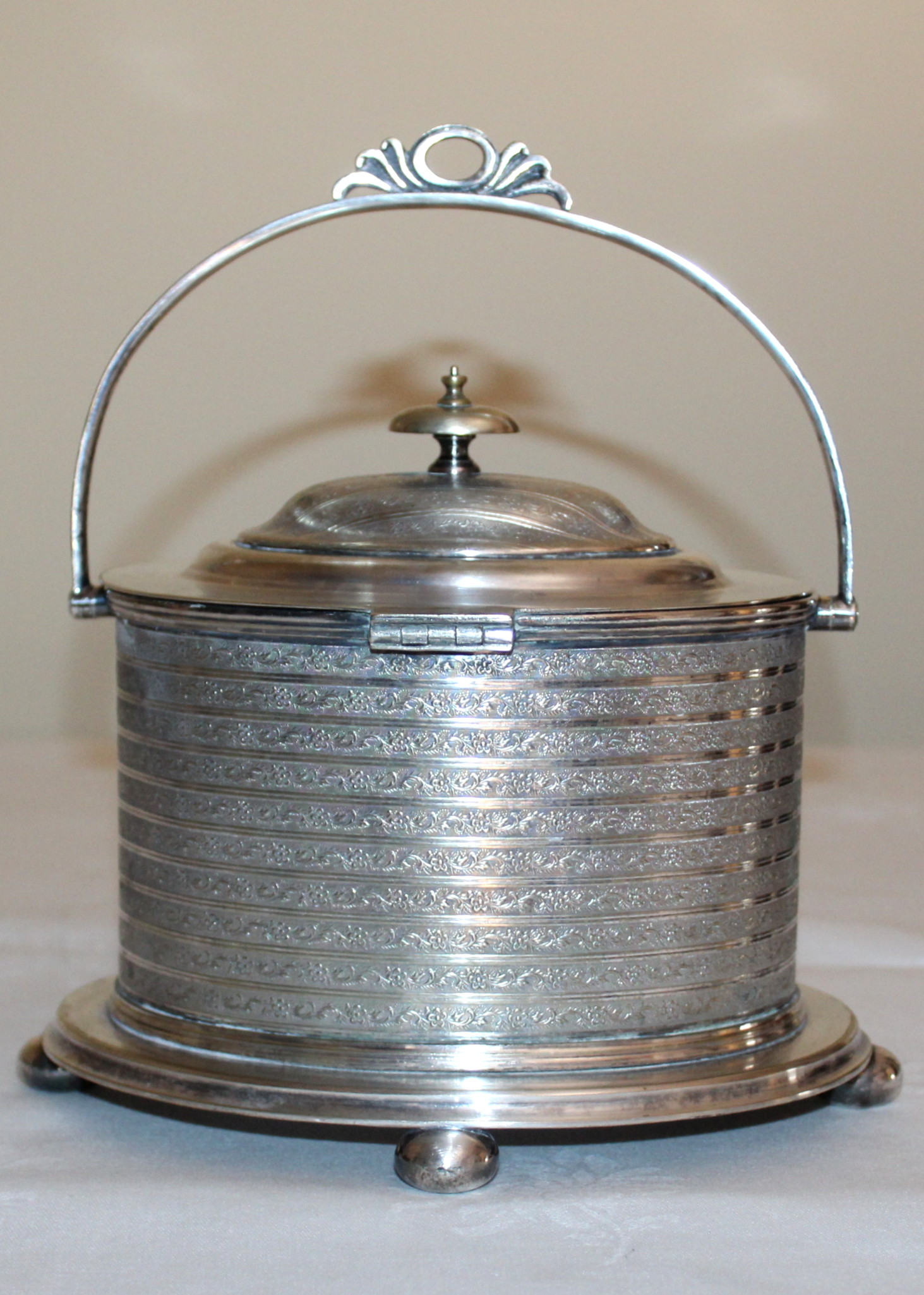 Victorian Biscuit Box and Two Vintage Expandable Trivets