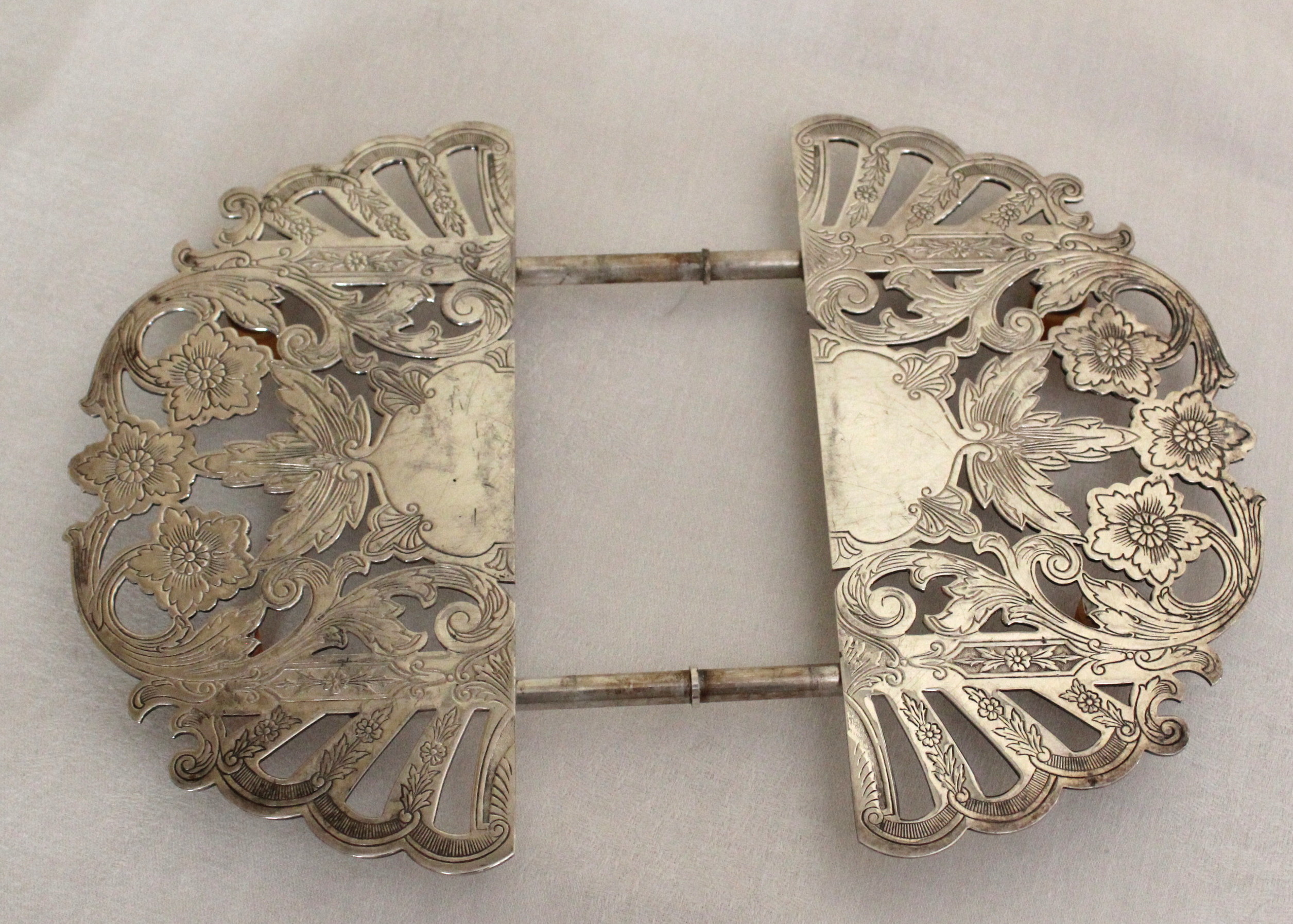 Victorian Biscuit Box and Two Vintage Expandable Trivets