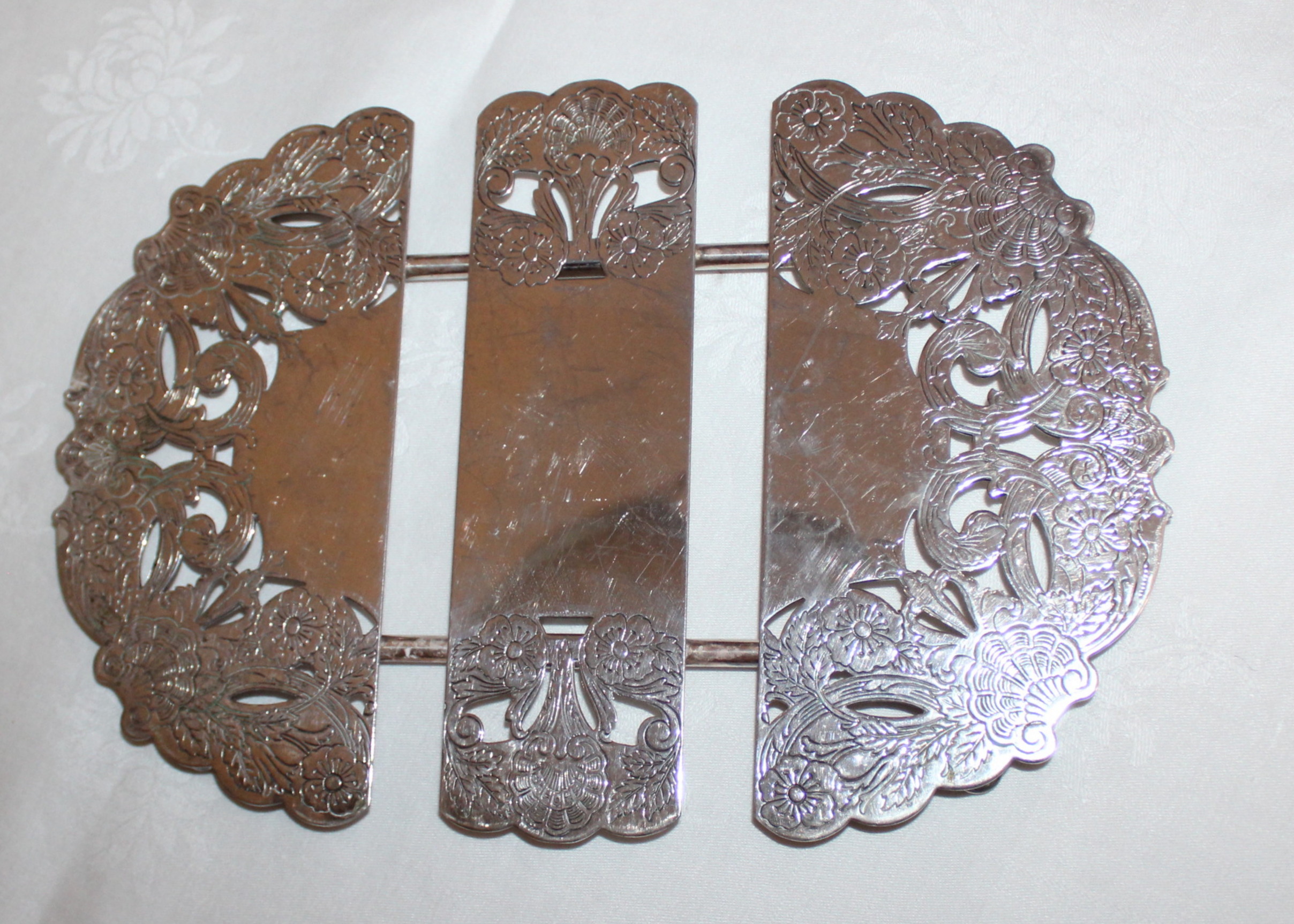 Victorian Biscuit Box and Two Vintage Expandable Trivets