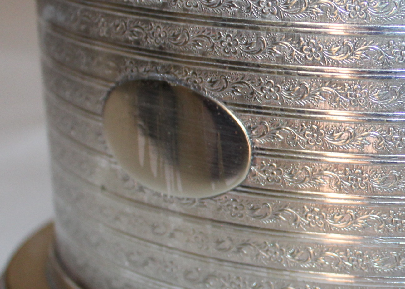 Victorian Biscuit Box and Two Vintage Expandable Trivets