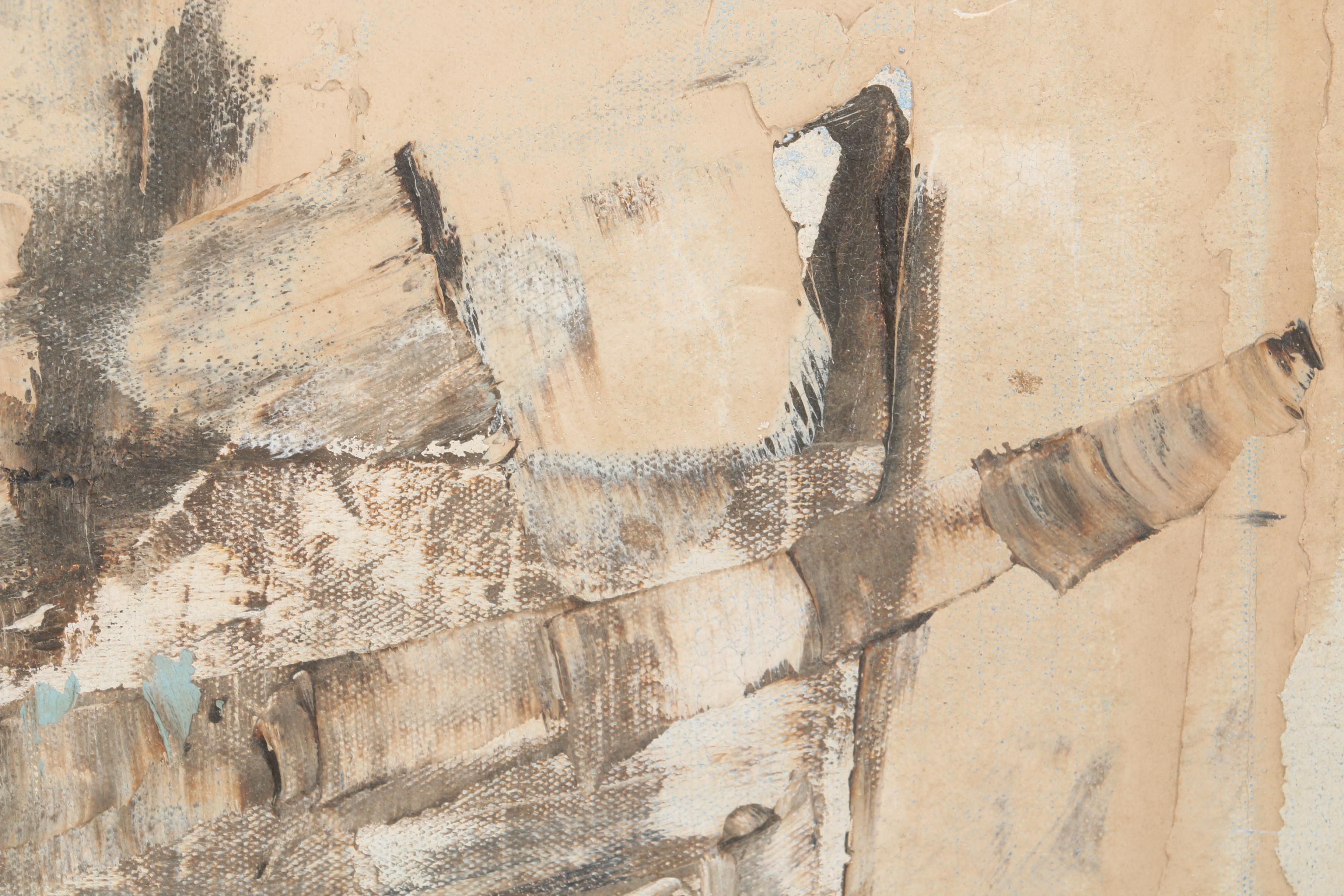 1963 Original Oil Painting on Canvas "Snow Harbor"