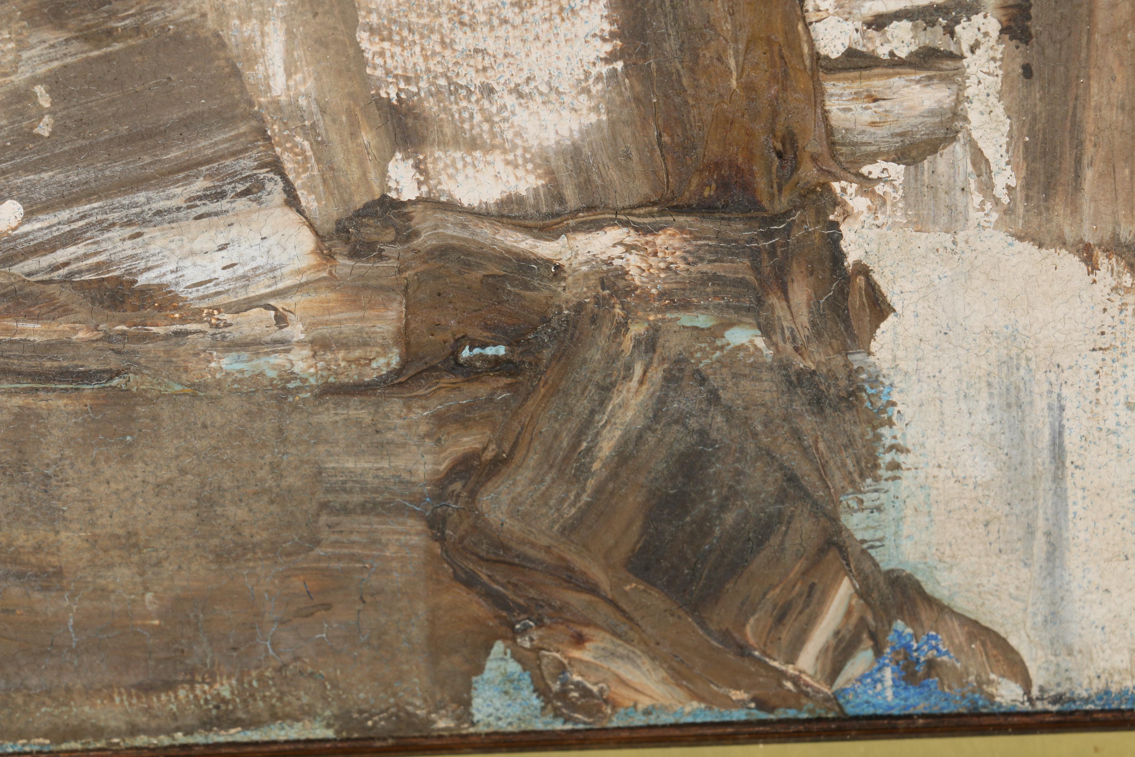 1963 Original Oil Painting on Canvas "Snow Harbor"