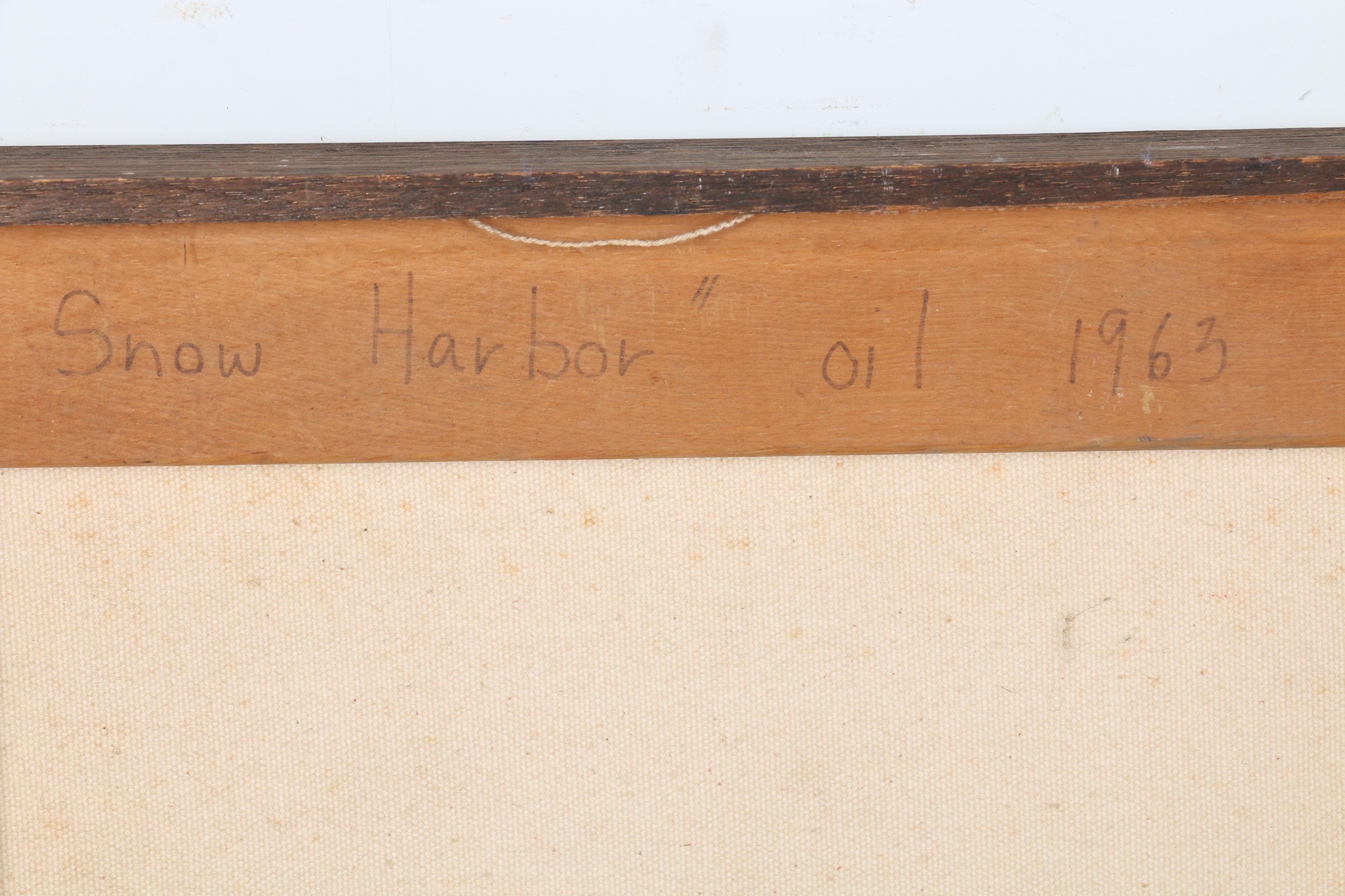 1963 Original Oil Painting on Canvas "Snow Harbor"