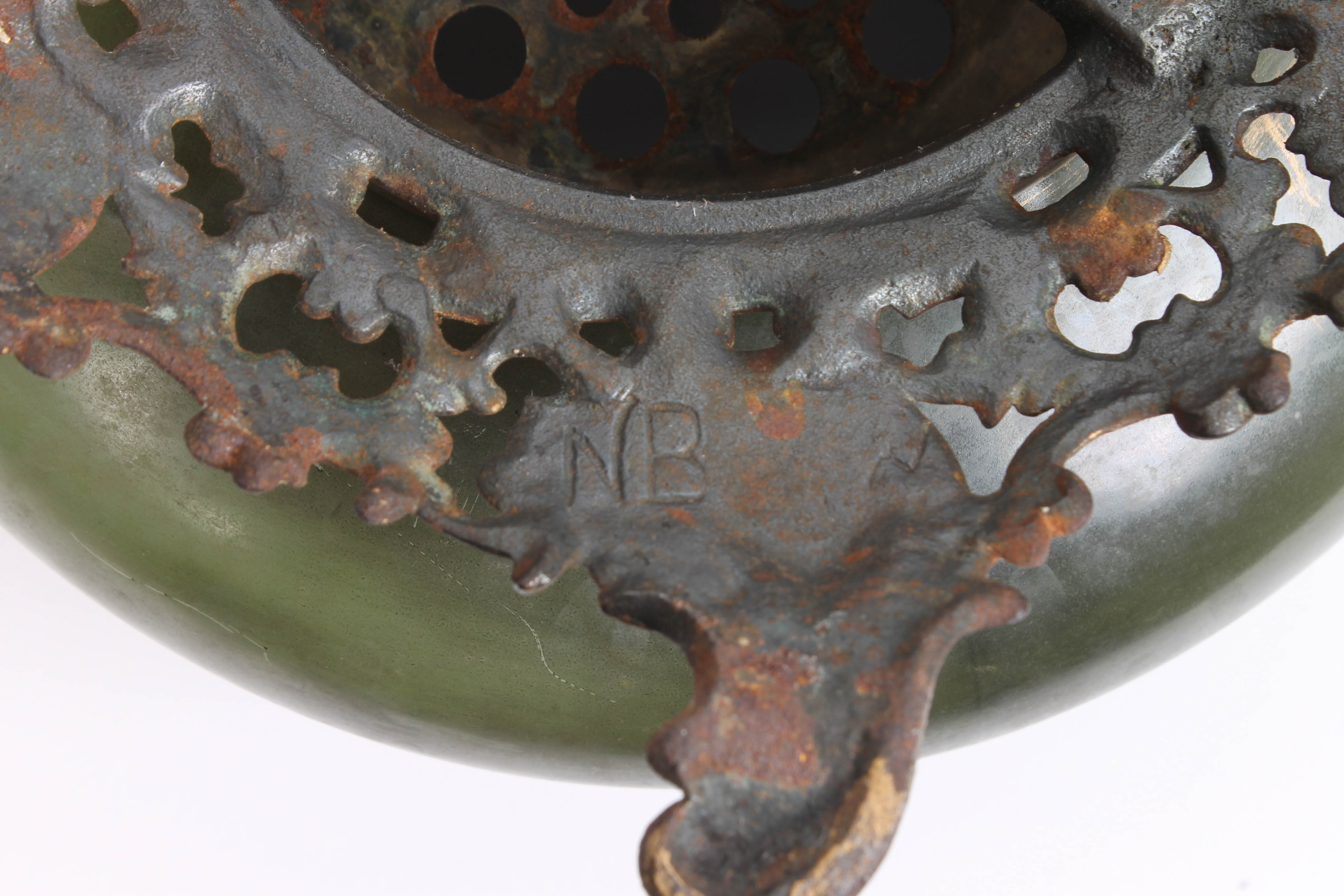 Pair of Antique China and Brass Oil Lamps