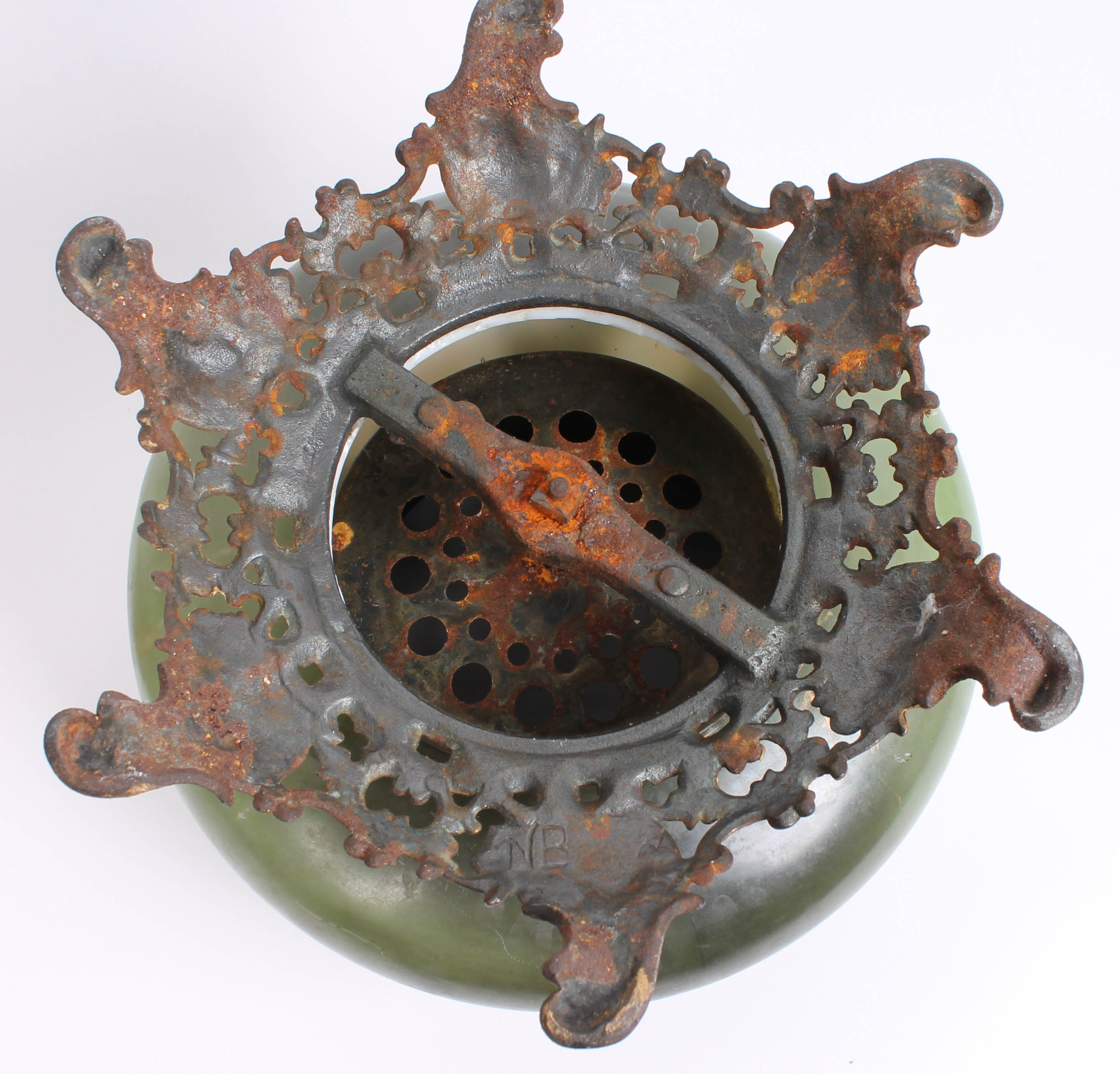 Pair of Antique China and Brass Oil Lamps