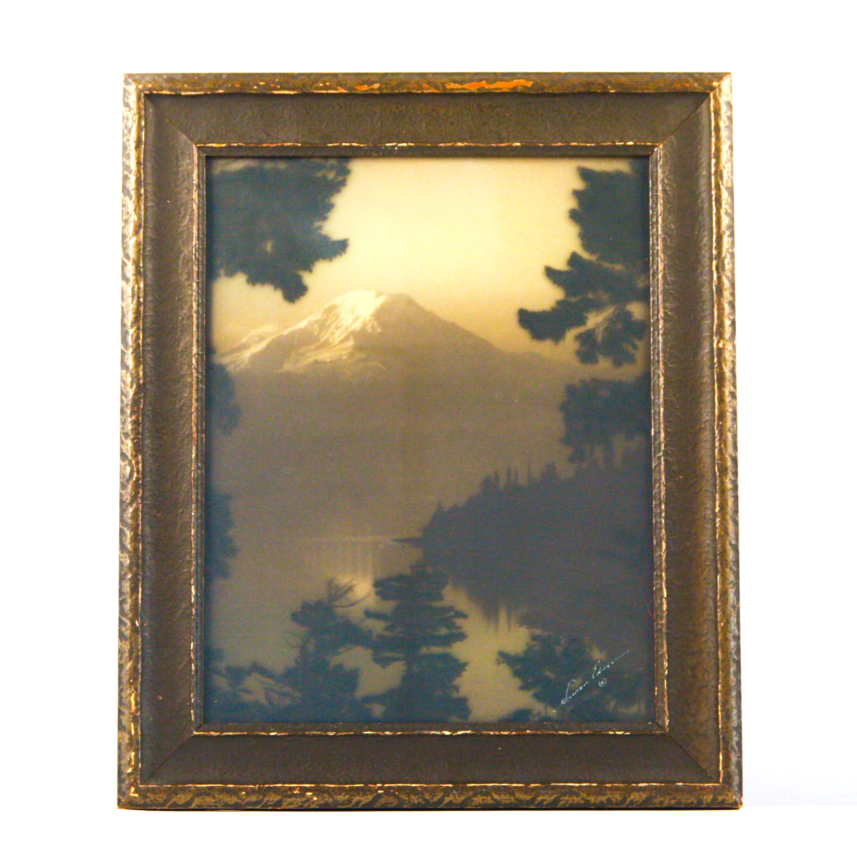 Norman Edson Signed Orotone Photograph "Silver Dawn (Moonlight, Mount Rainier)"
