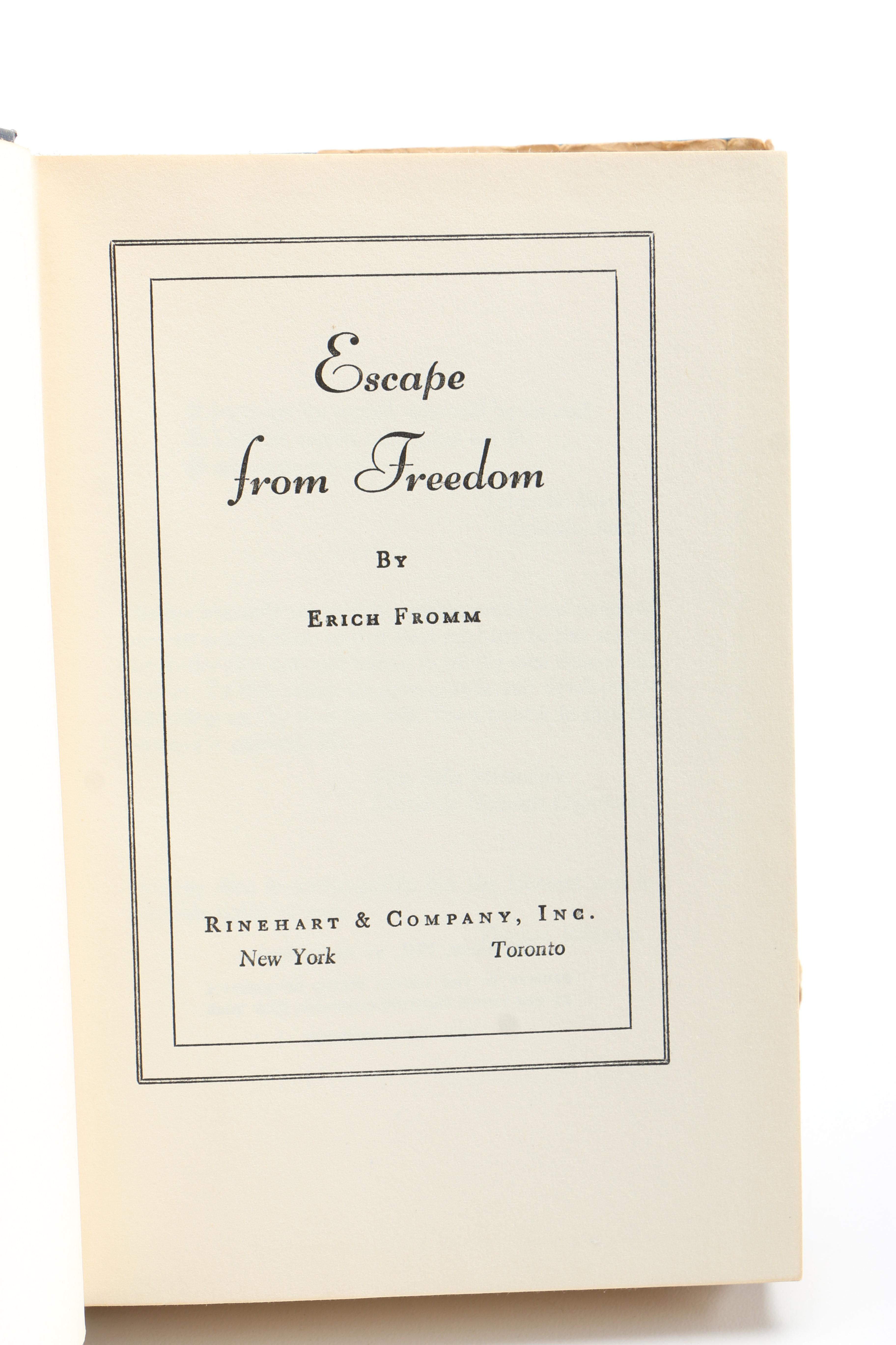 Vintage Hardcover "Escape from Freedom" by Erich Fromm