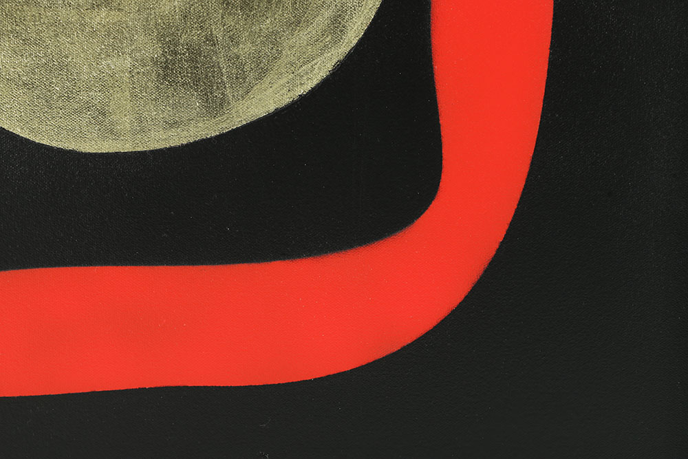 Ada Trillo Acrylic Painting on Canvas with  18 carat Gold Leaf Abstract Scene