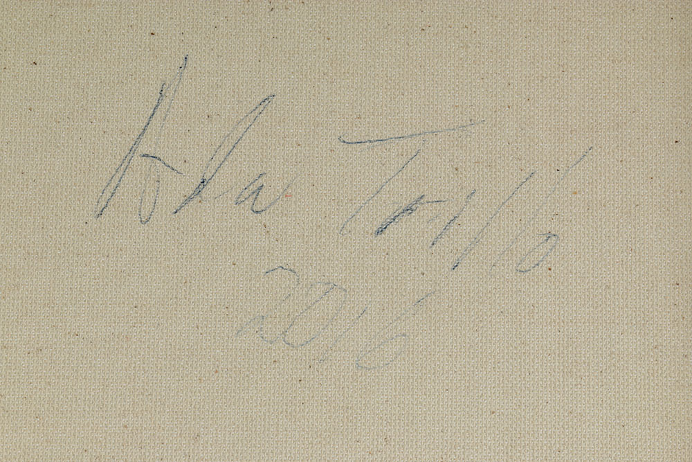 Ada Trillo Acrylic Painting on Canvas with  18 carat Gold Leaf Abstract Scene