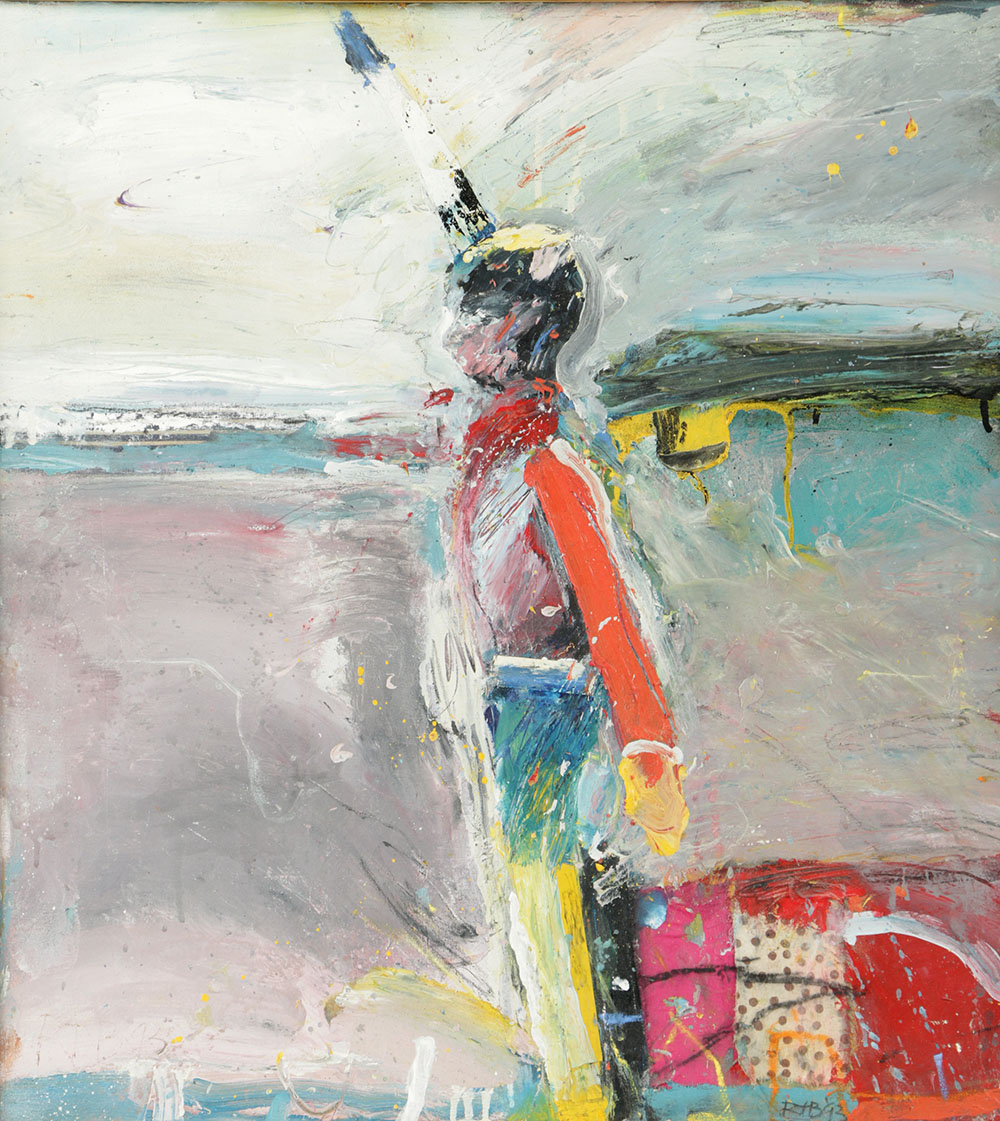 Robert T. Baribeau Mixed Media on Canvas "Signal Man"