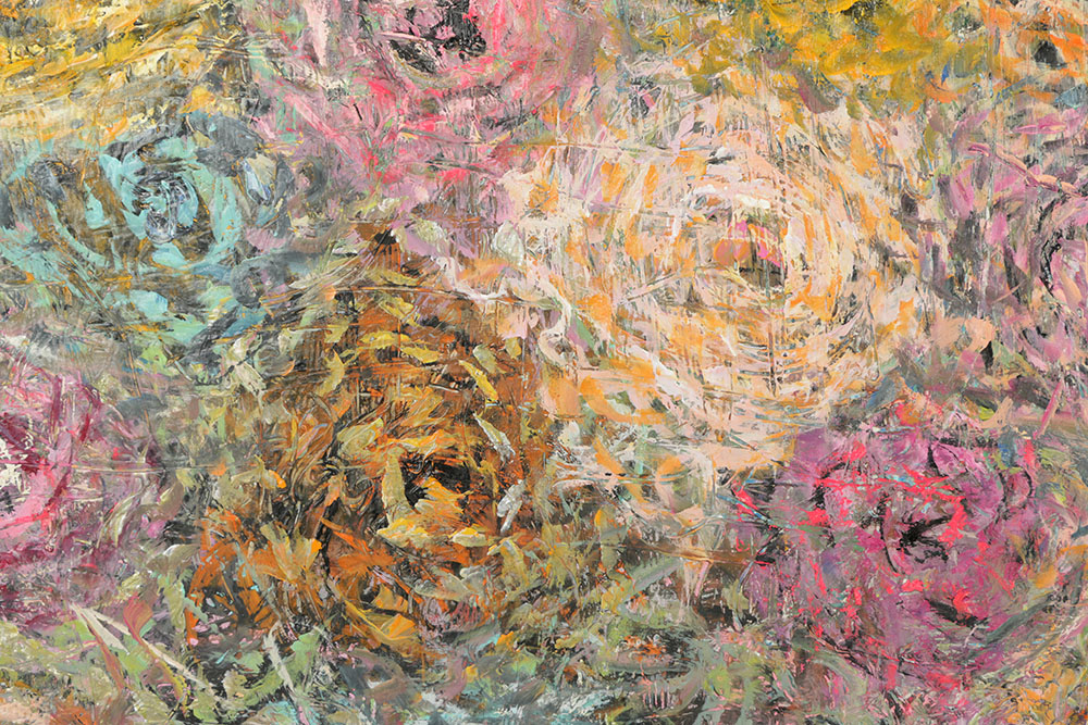 Stephanie Evans Acrylic Painting on Board Abstract Floral