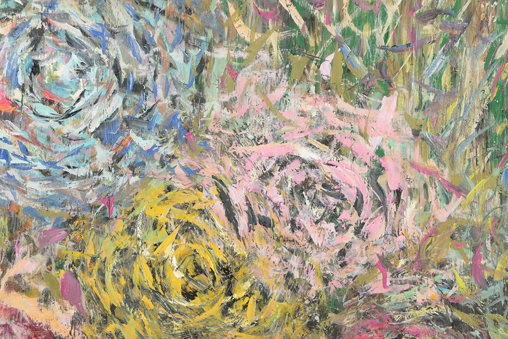 Stephanie Evans Acrylic Painting on Board Abstract Floral