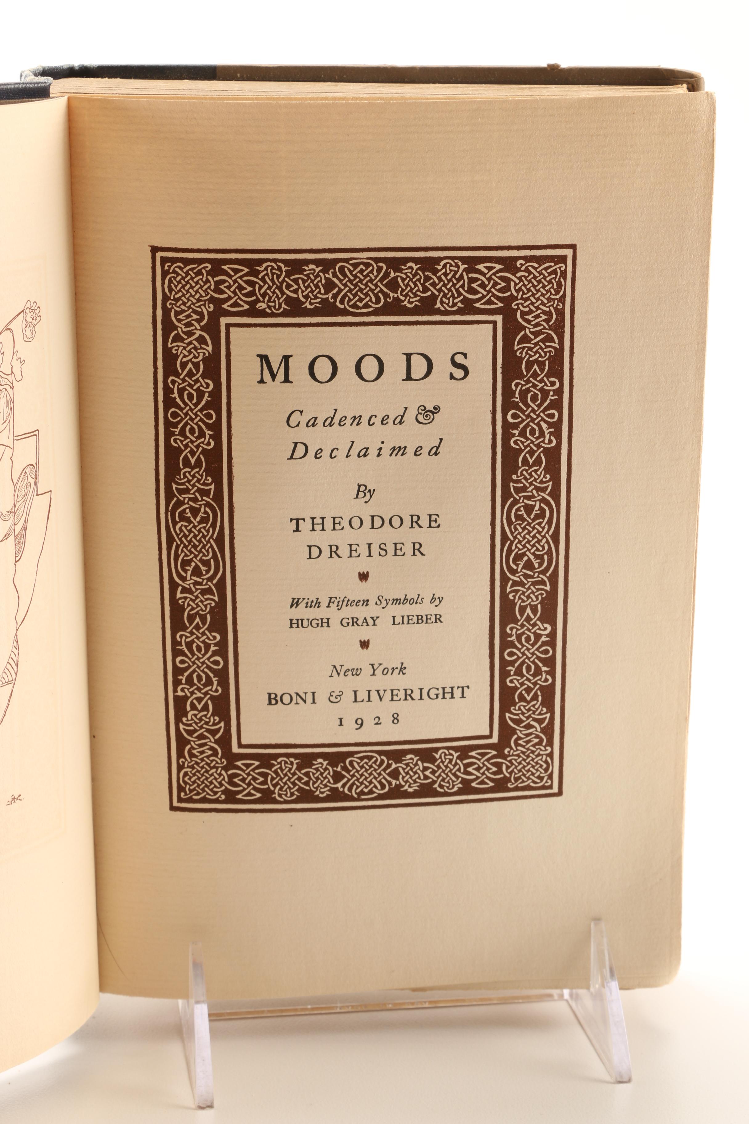 Poetry Book "Moods, Cadenced and Declaimed" by Theodore Dreiser