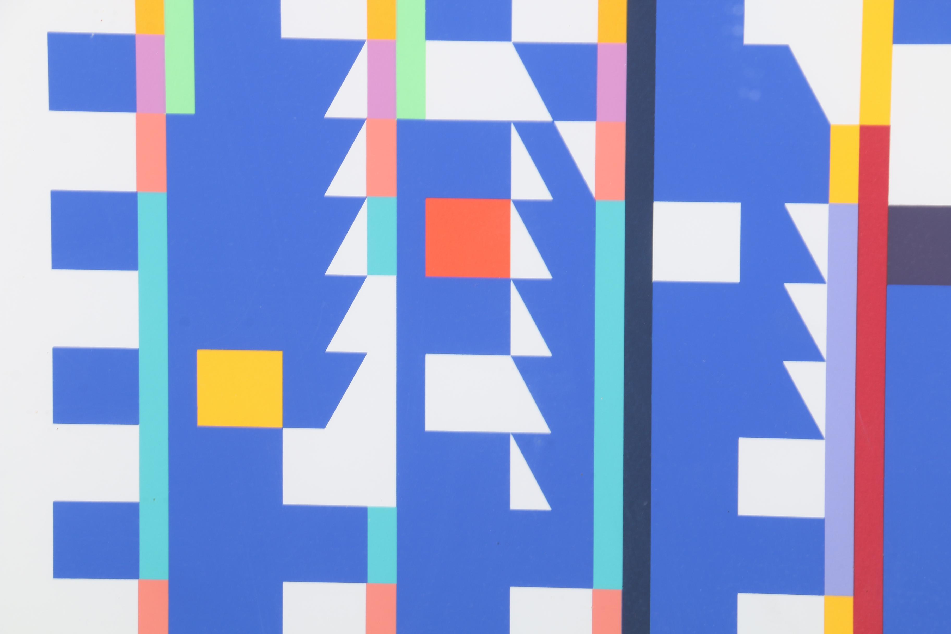 Yaacov Agam Limited Edition Serigraph "Movement in Bleu Space"
