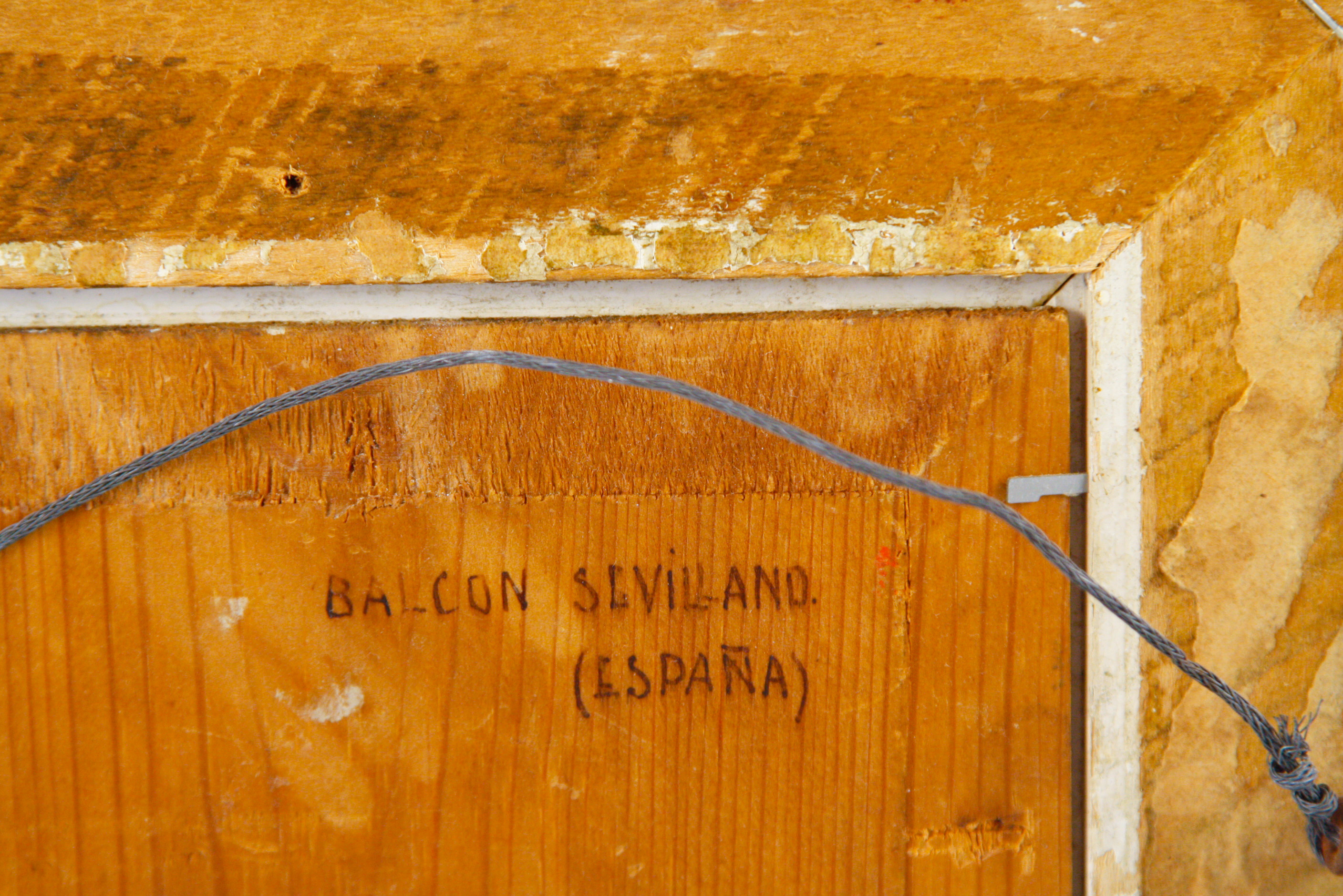 Signed Rivera Oil on Board of Woman On a Balcony