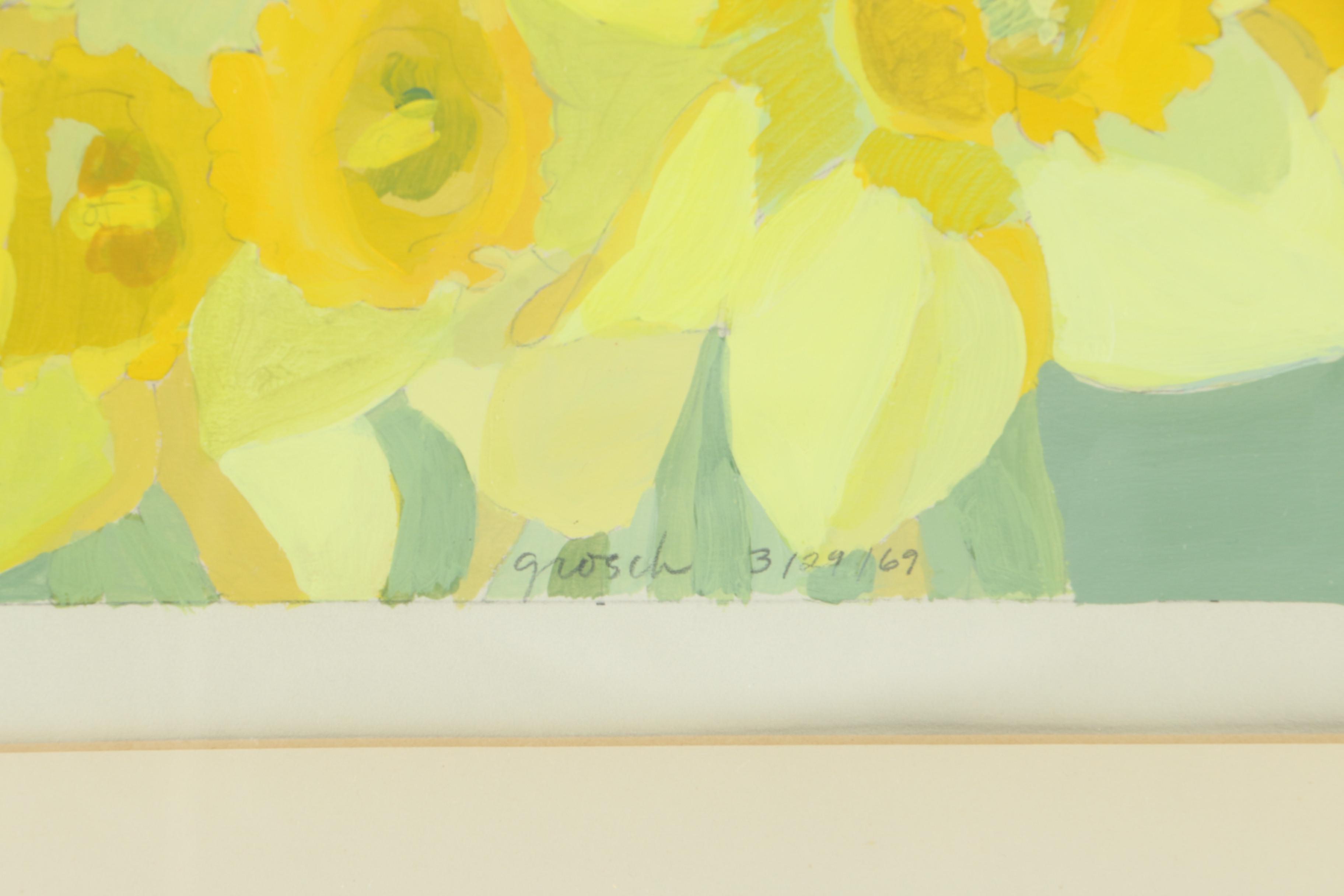 1969 Laura Grosch Original Gouache on Paper