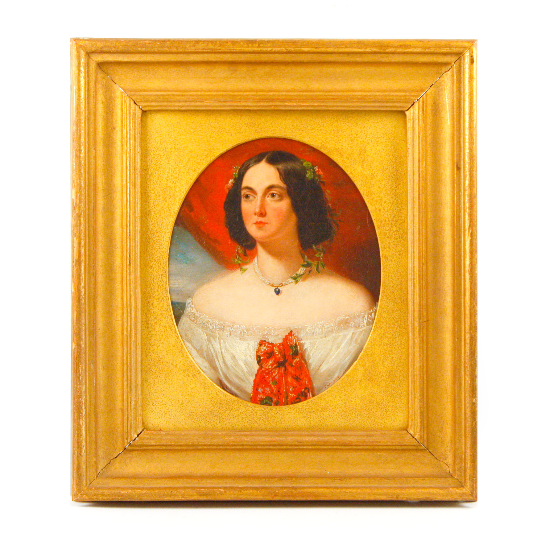 Framed Oil on Board Portrait of a Spanish Woman