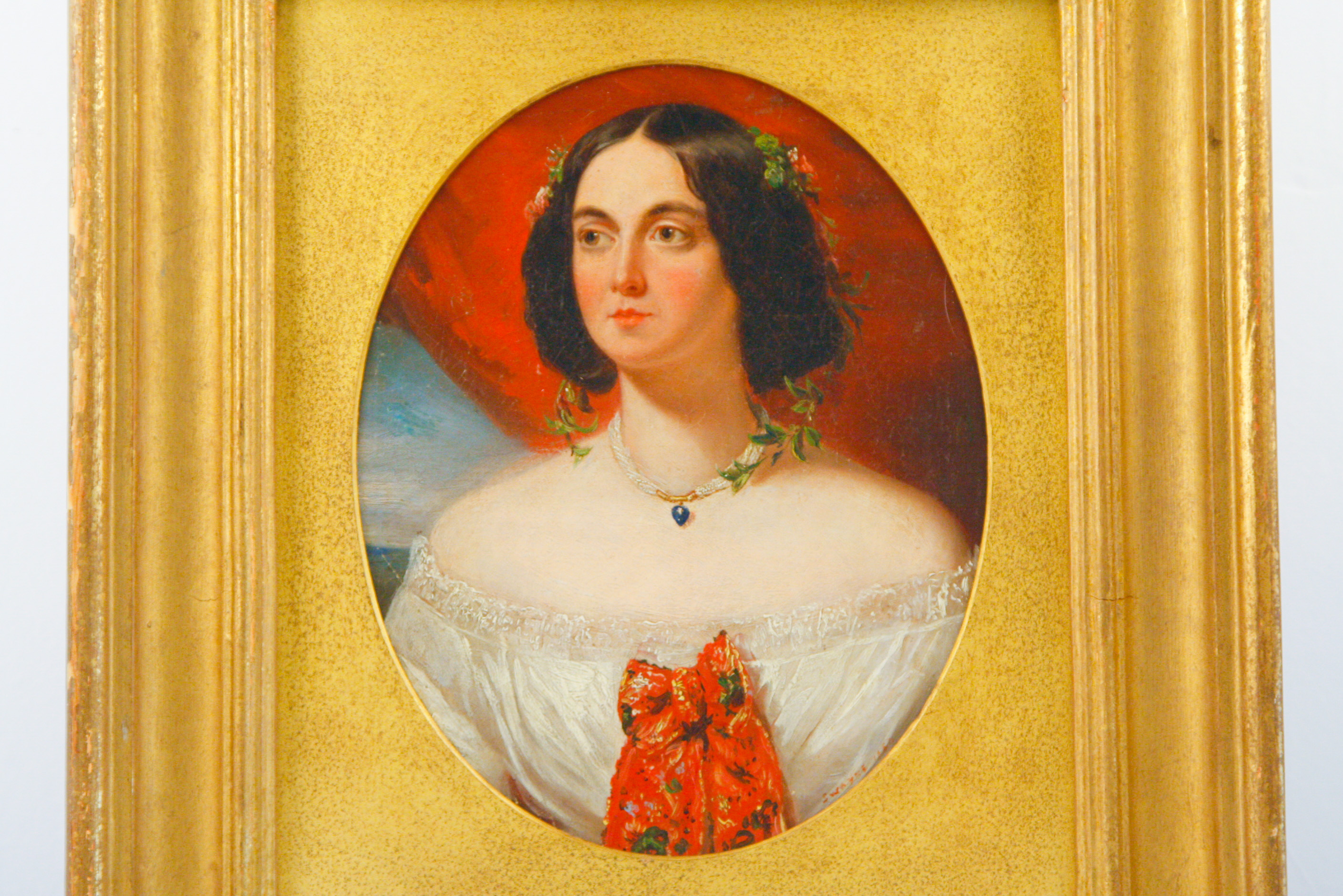 Framed Oil on Board Portrait of a Spanish Woman