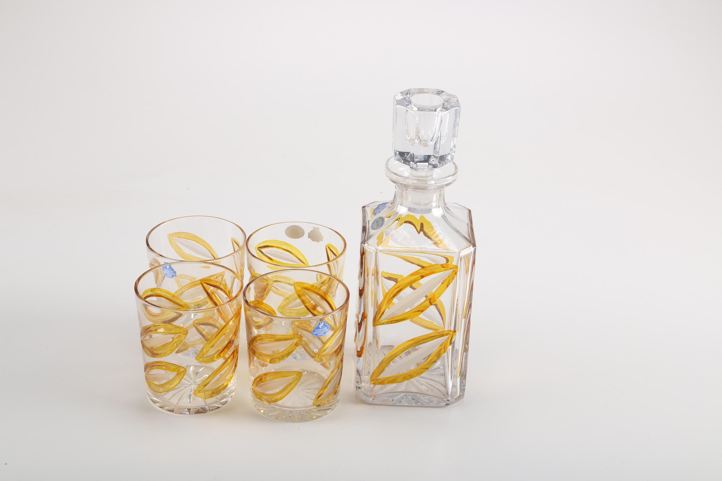 Russian Crystal Decanter Set