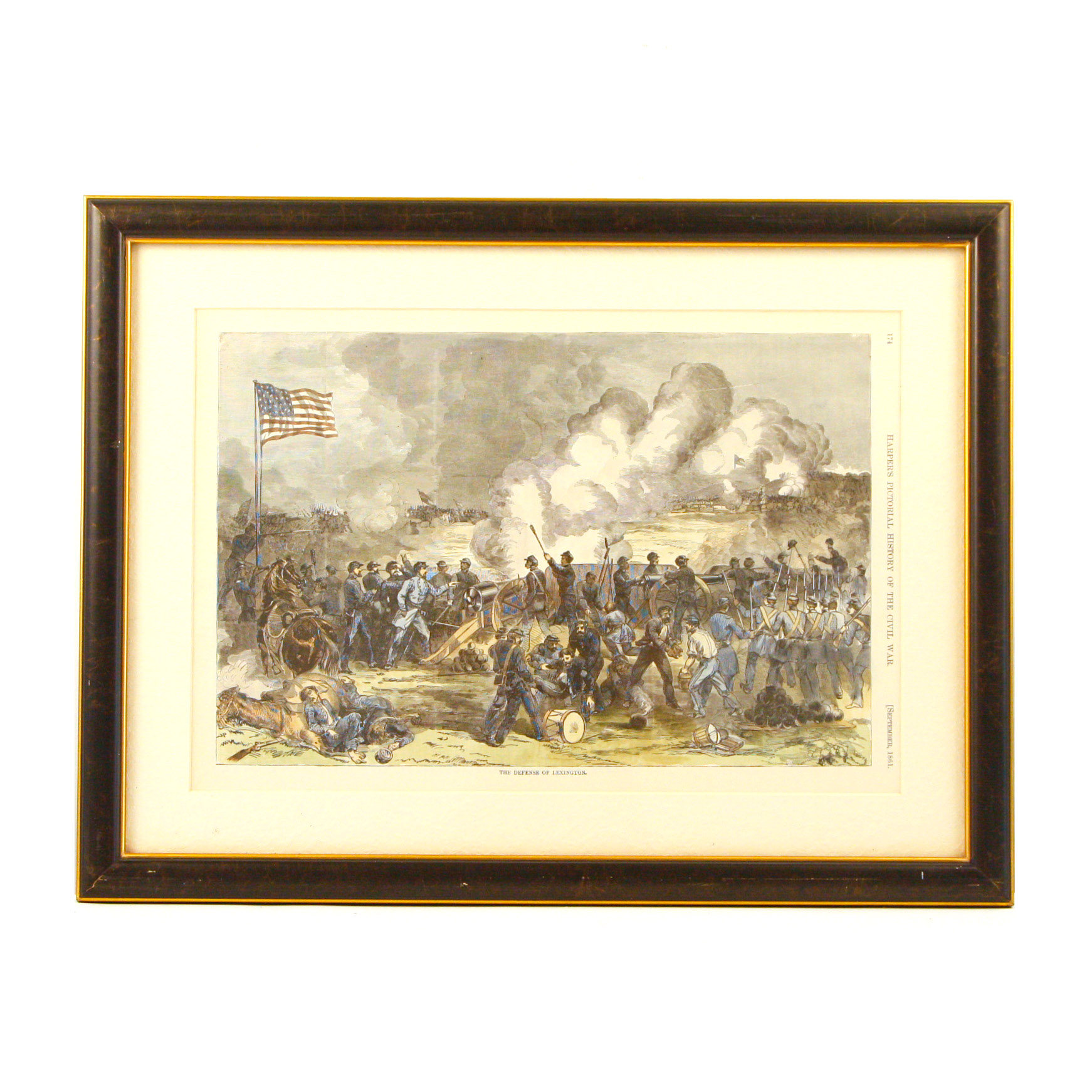 1861 Harper's Weekly Wood Engraving "The Defense of Lexington"