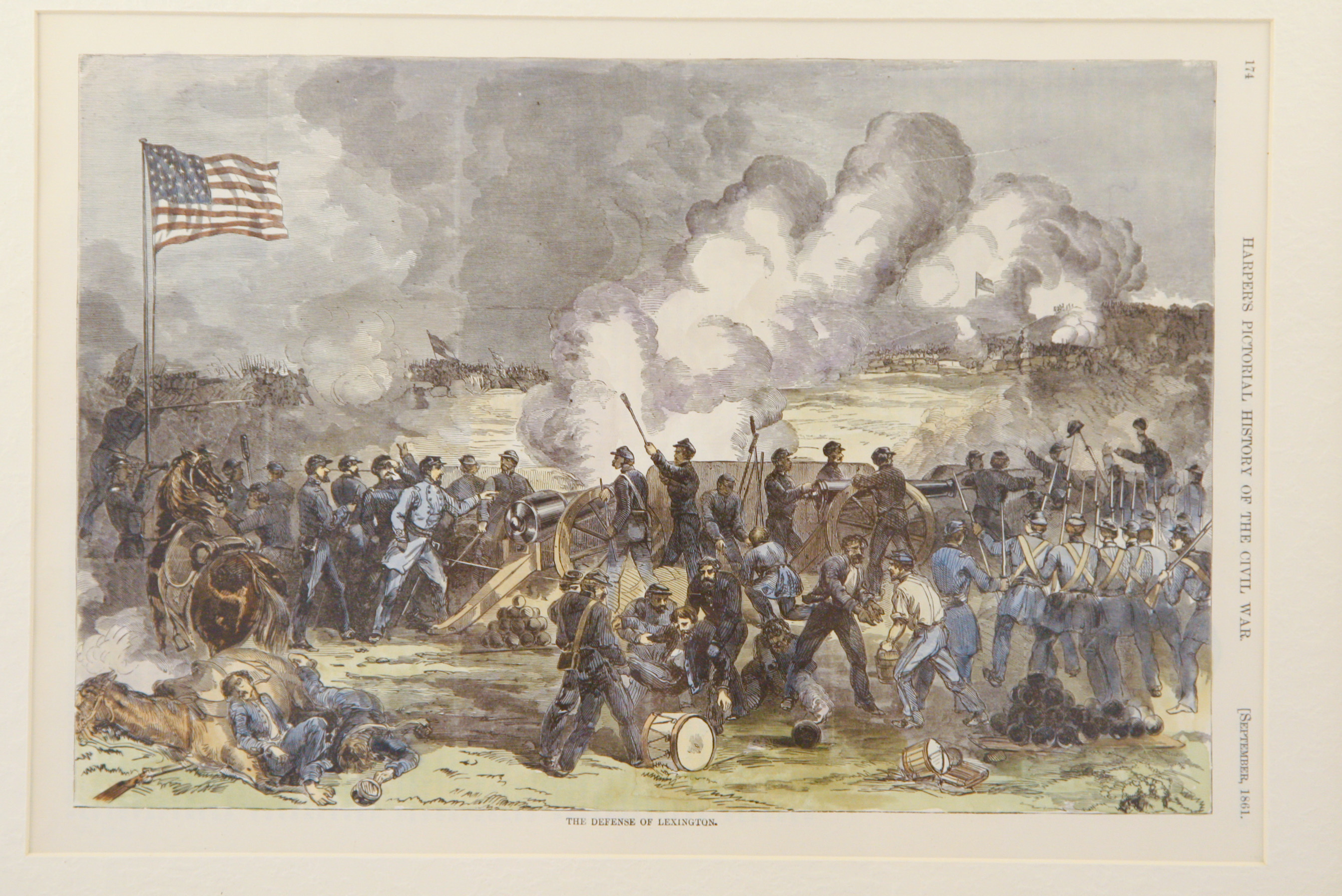 1861 Harper's Weekly Wood Engraving "The Defense of Lexington"