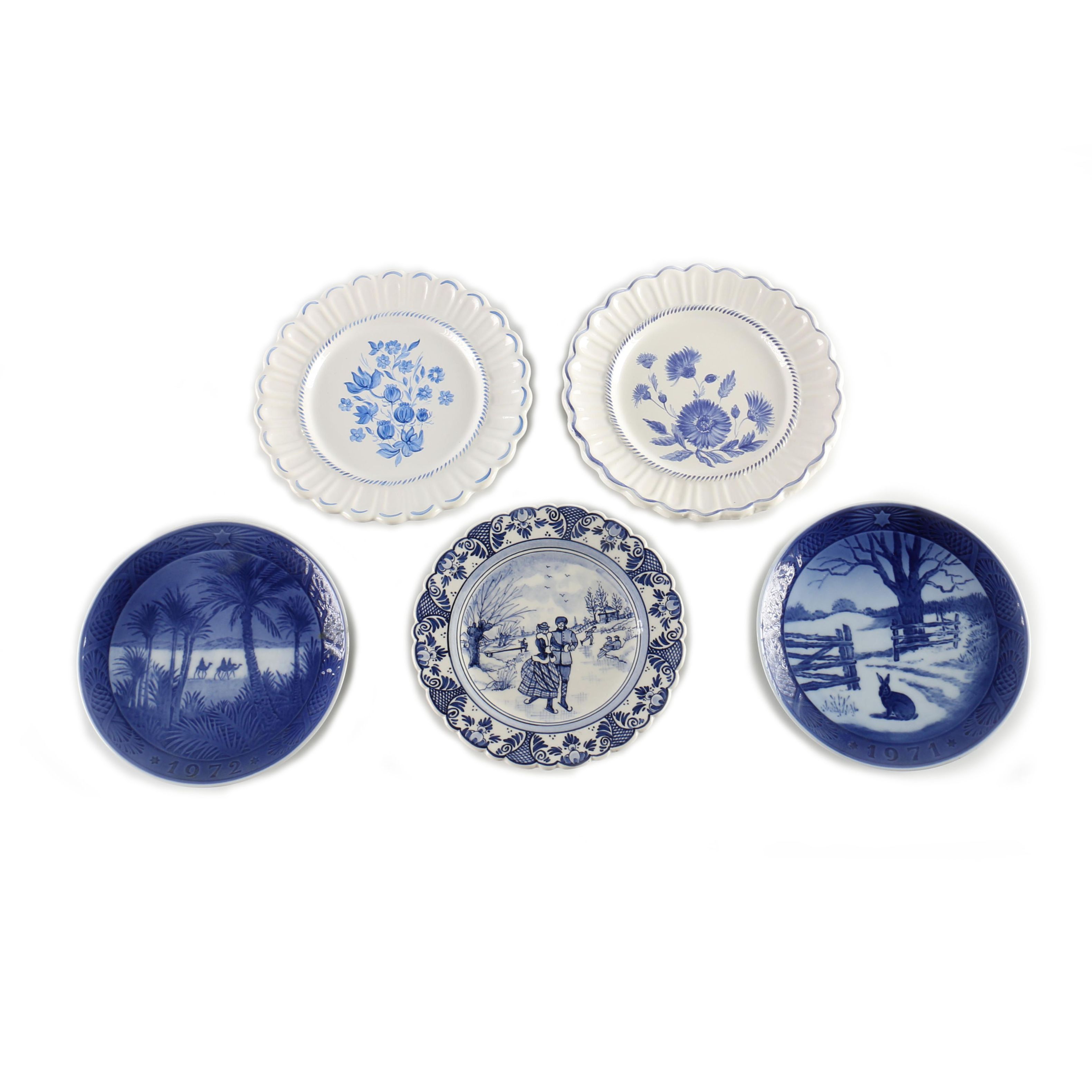 Decorative Blue Plates Featuring Royal Copenhagen