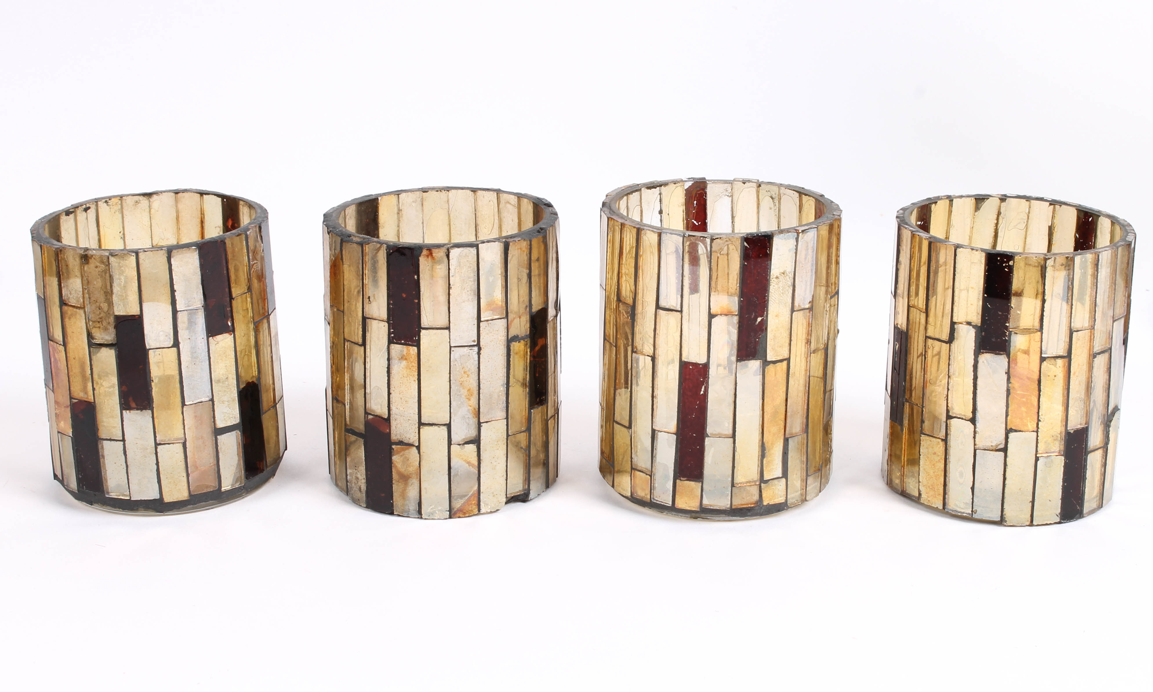 Metal and Mosaic Glass Candleholders