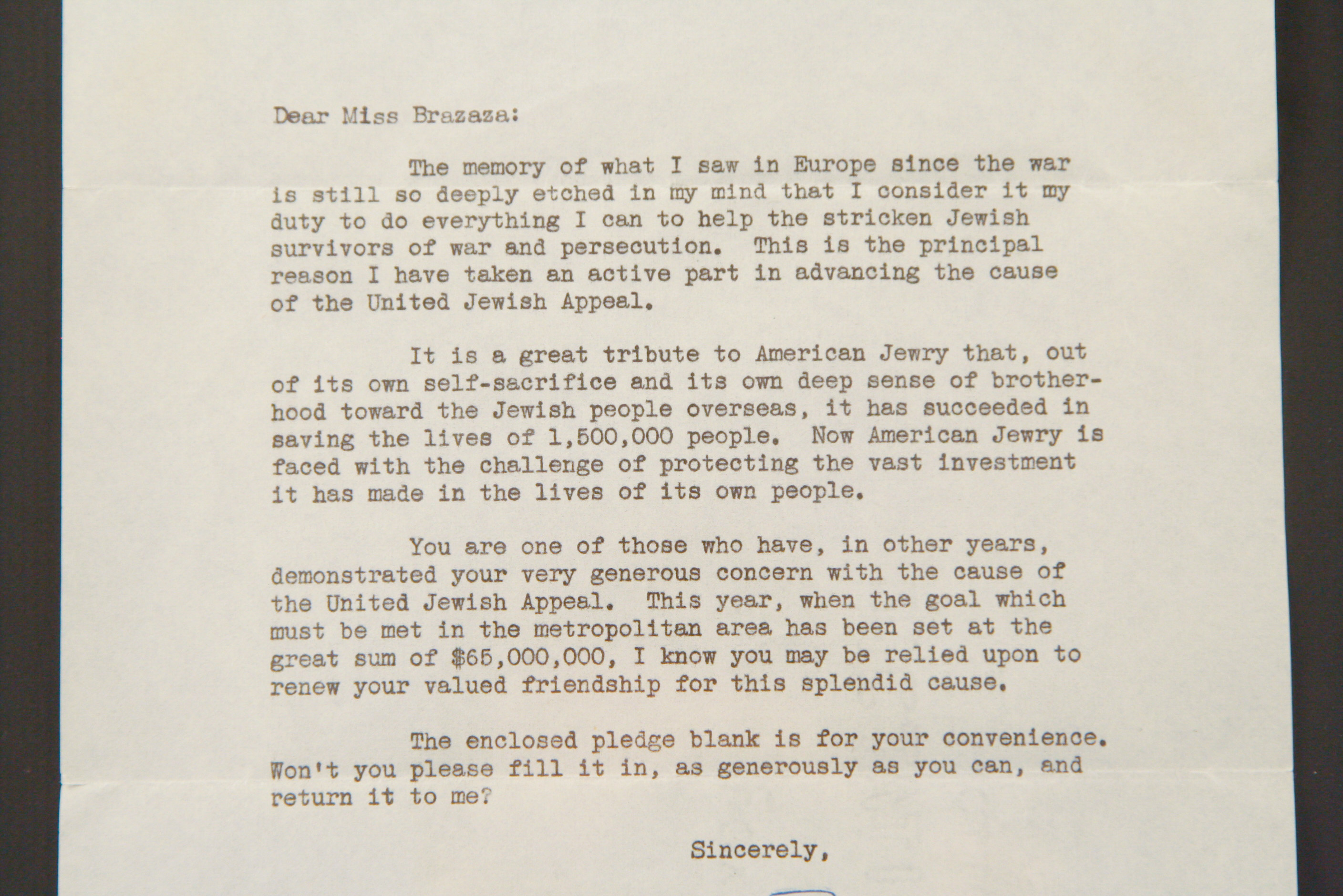 Framed 1947 Typed Letter Signed by Eleanor Roosevelt with Photograph
