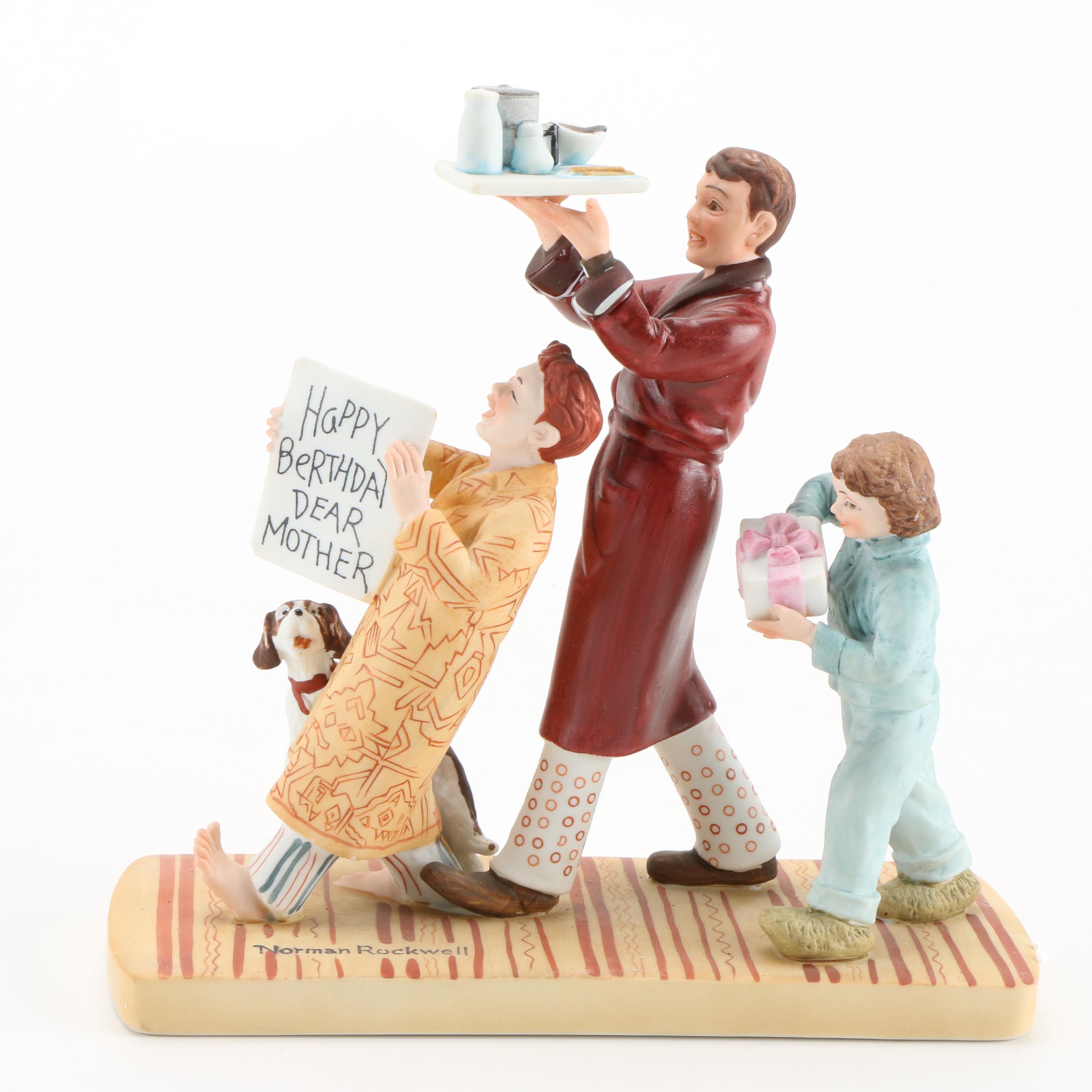 Norman Rockwell "Happy Berthday, Dear Mother" Porcelain Figurine
